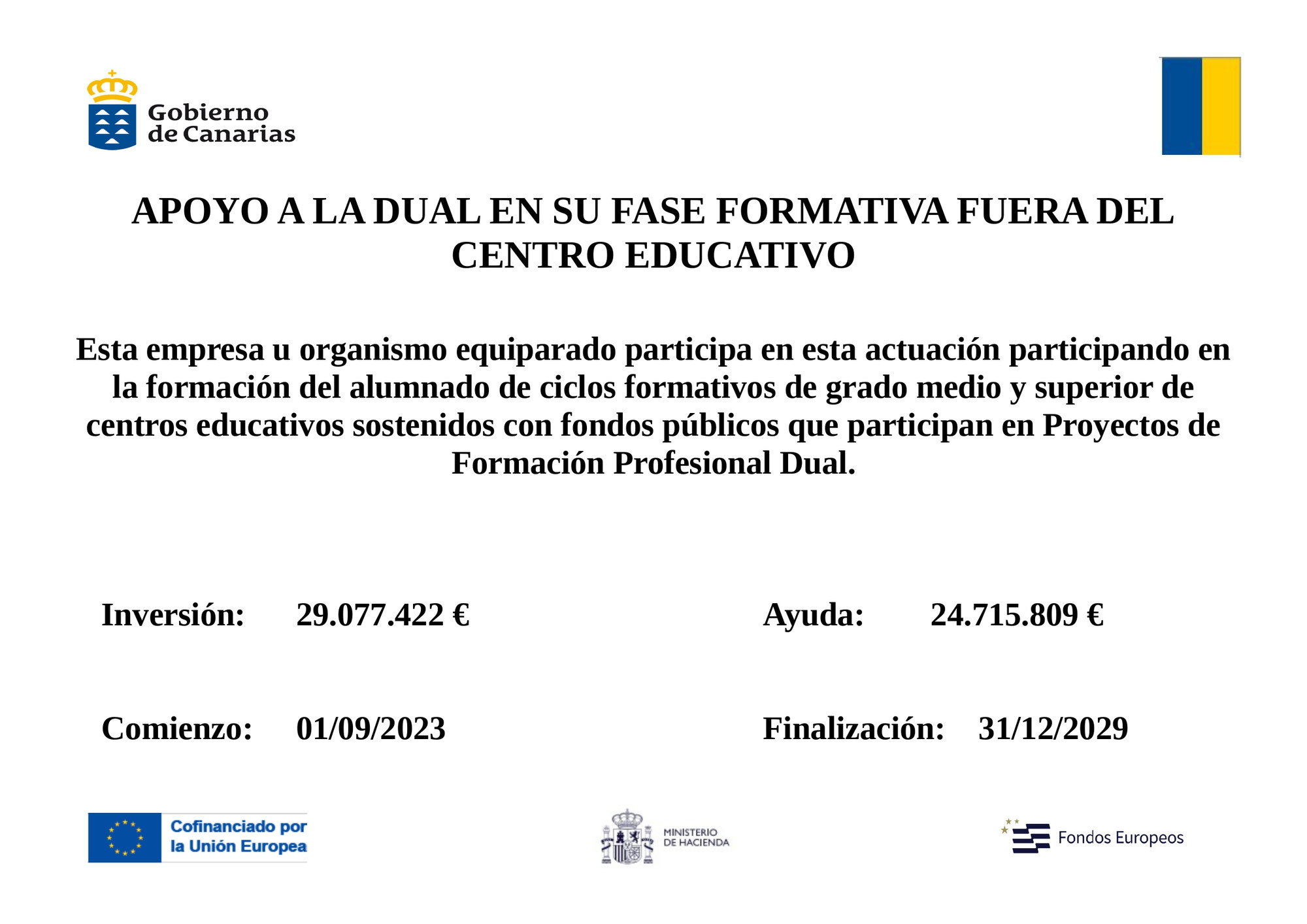 CARTEL OFICIAL: APOYO A LA DUAL EN SU FASE FORMATIVA FUERA DEL CENTRO EDUCATIVO