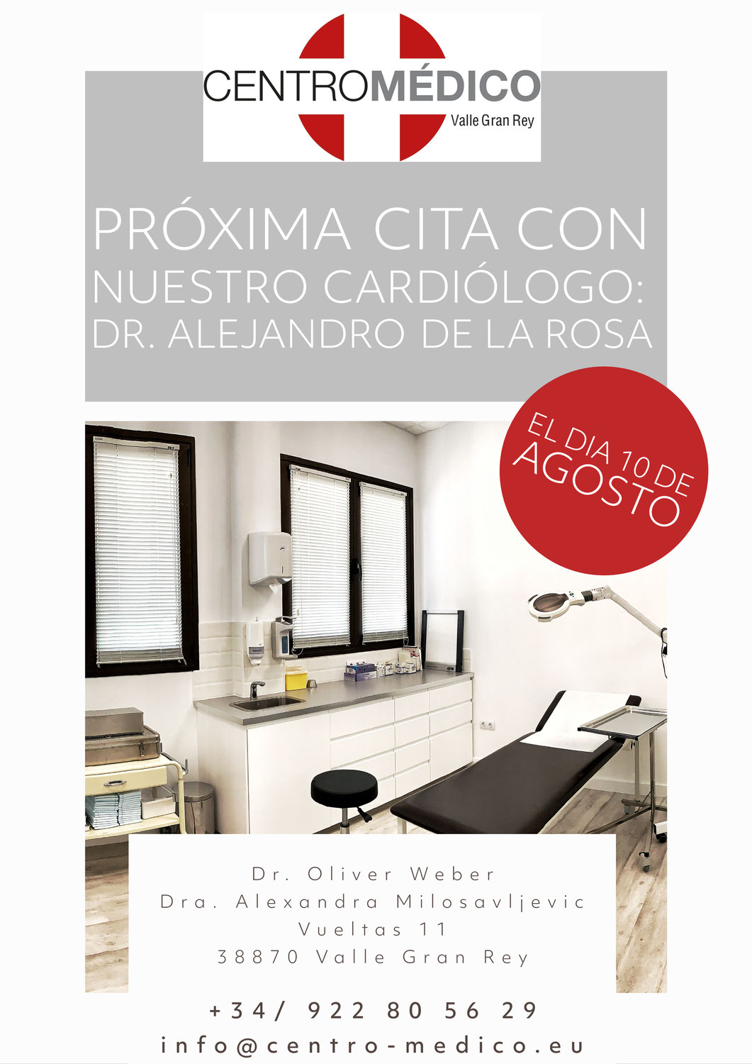 Próxima Cita con nuestro Cardiólogo DR. ALEJANDRO DE LA ROSA