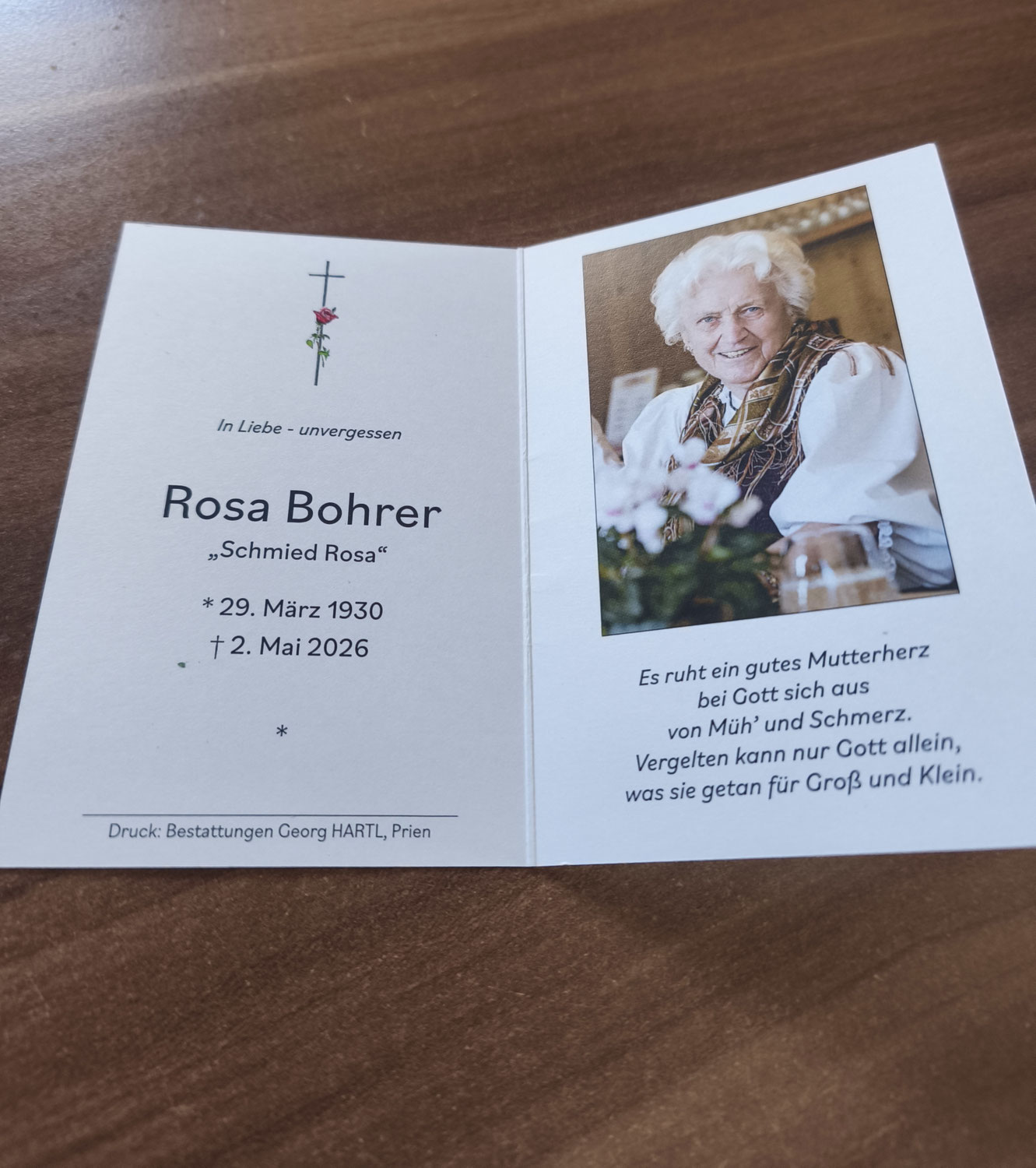 Nachruf für unser verstorbenes Mitglied - Schmied Rosa