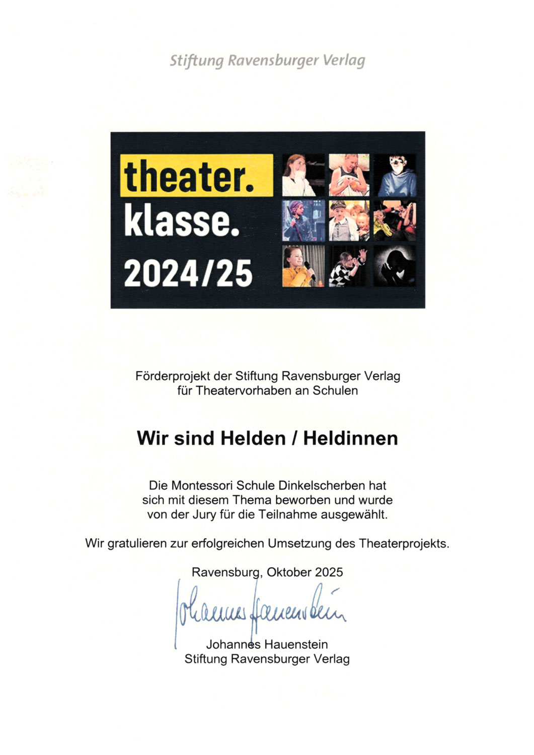 Theaterprojekts „Wir sind Helden / Heldinnen“