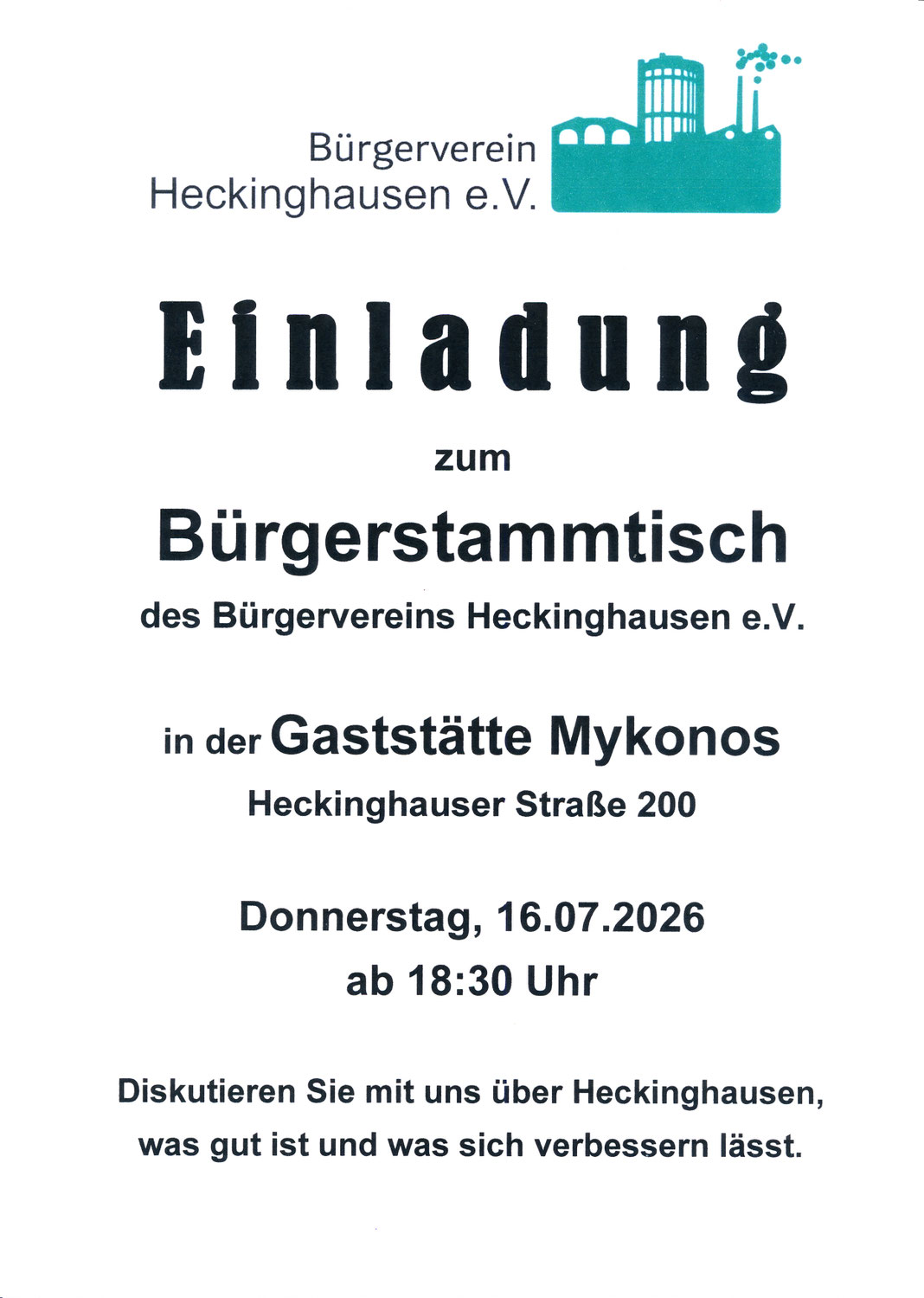 Bürgerstammtisch am 16. Juli 2026