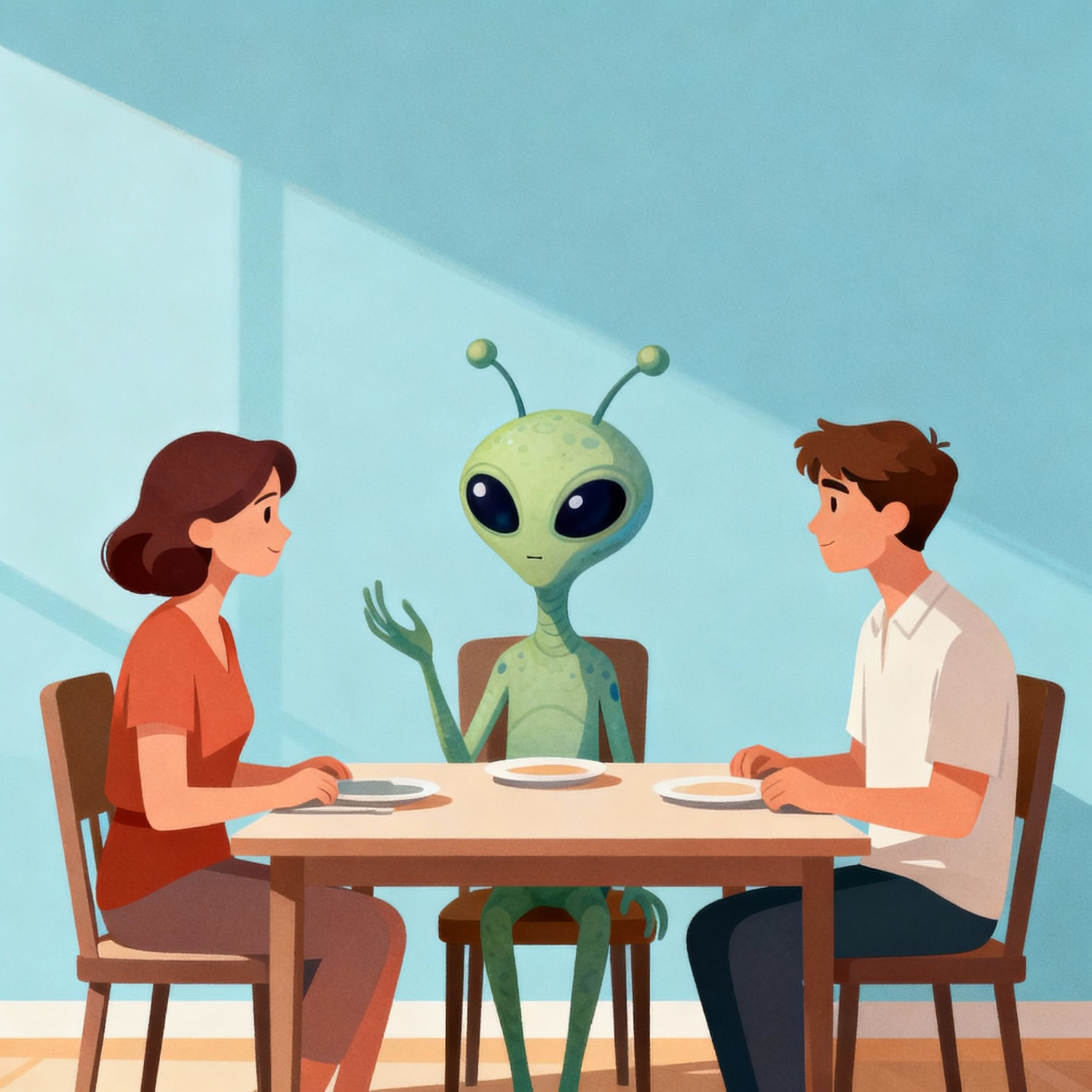 Das Alien am Tisch