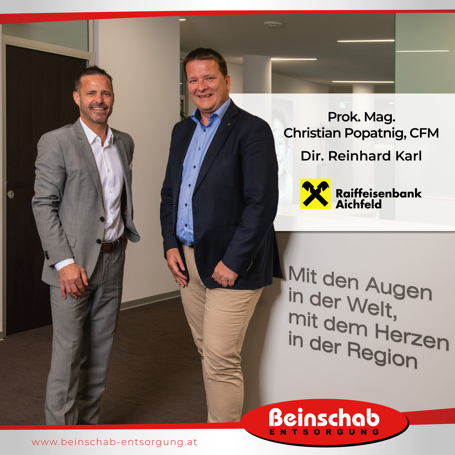 Prok. Mag. Christian Popatnig, CFM und Dir. Reinhard Karl von der Raiffeisenbank Aichfeld im Interview