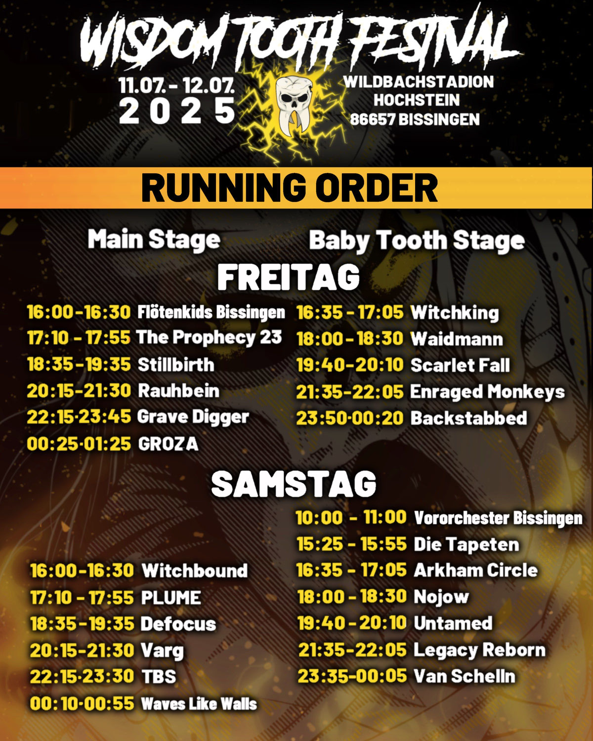 Die Running Order steht fest