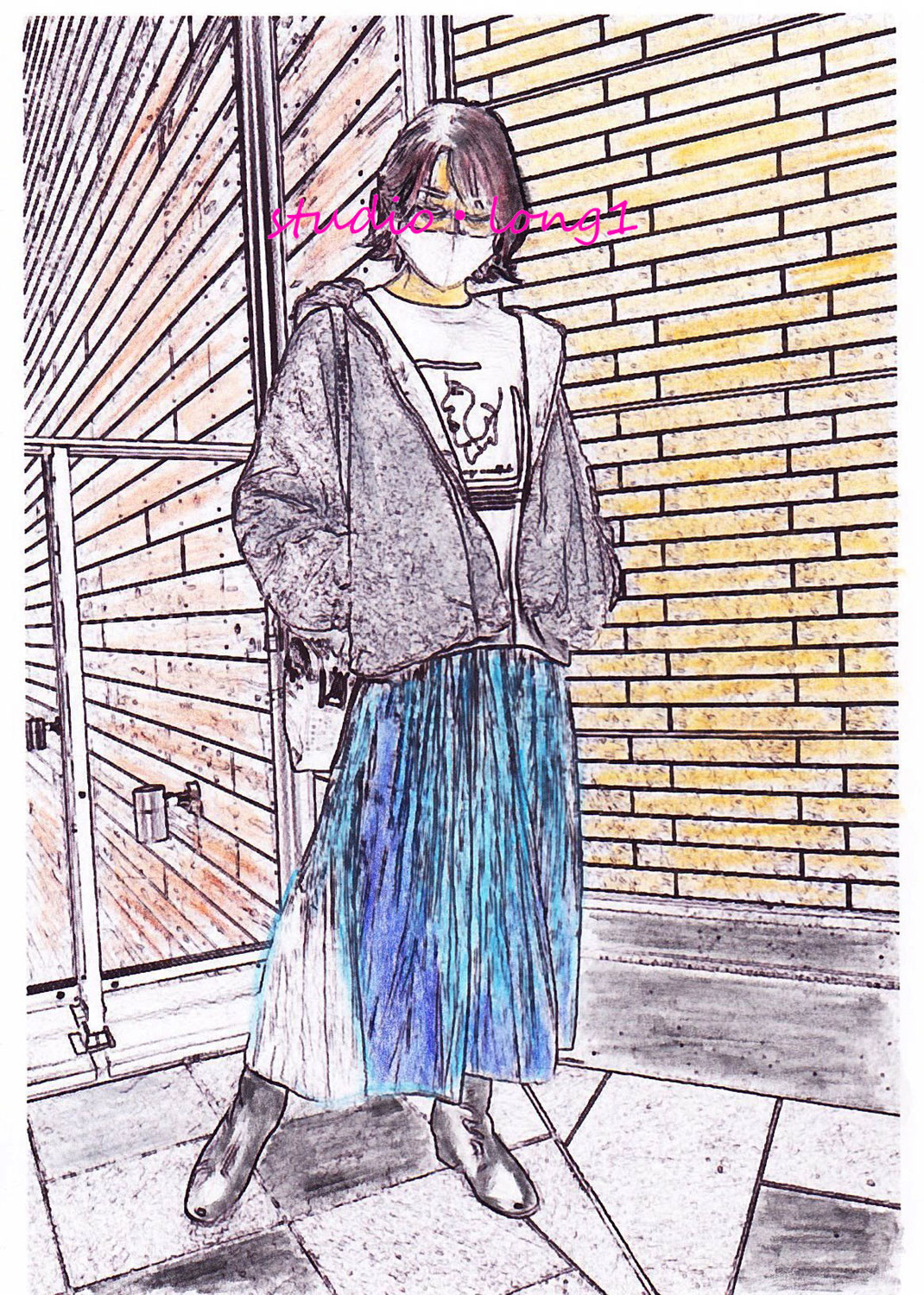 ファッション水彩色鉛筆画ブログ 大人の塗り絵 ファッション水彩色鉛筆画ブログ 大人の塗り絵