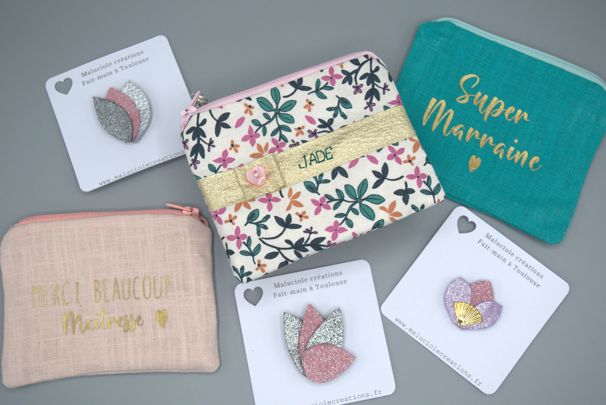 Idée cadeau de Noël personnalisé : la petite pochette (ou porte monnaie ) de remerciement faite main à Toulouse