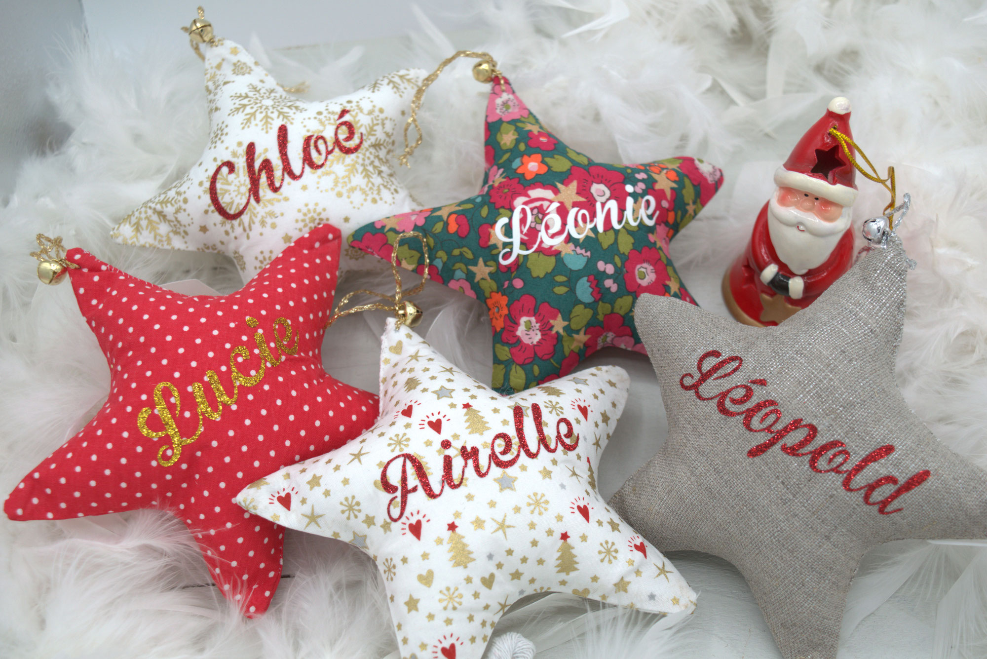 Étoile de Noël personnalisée en tissu coton