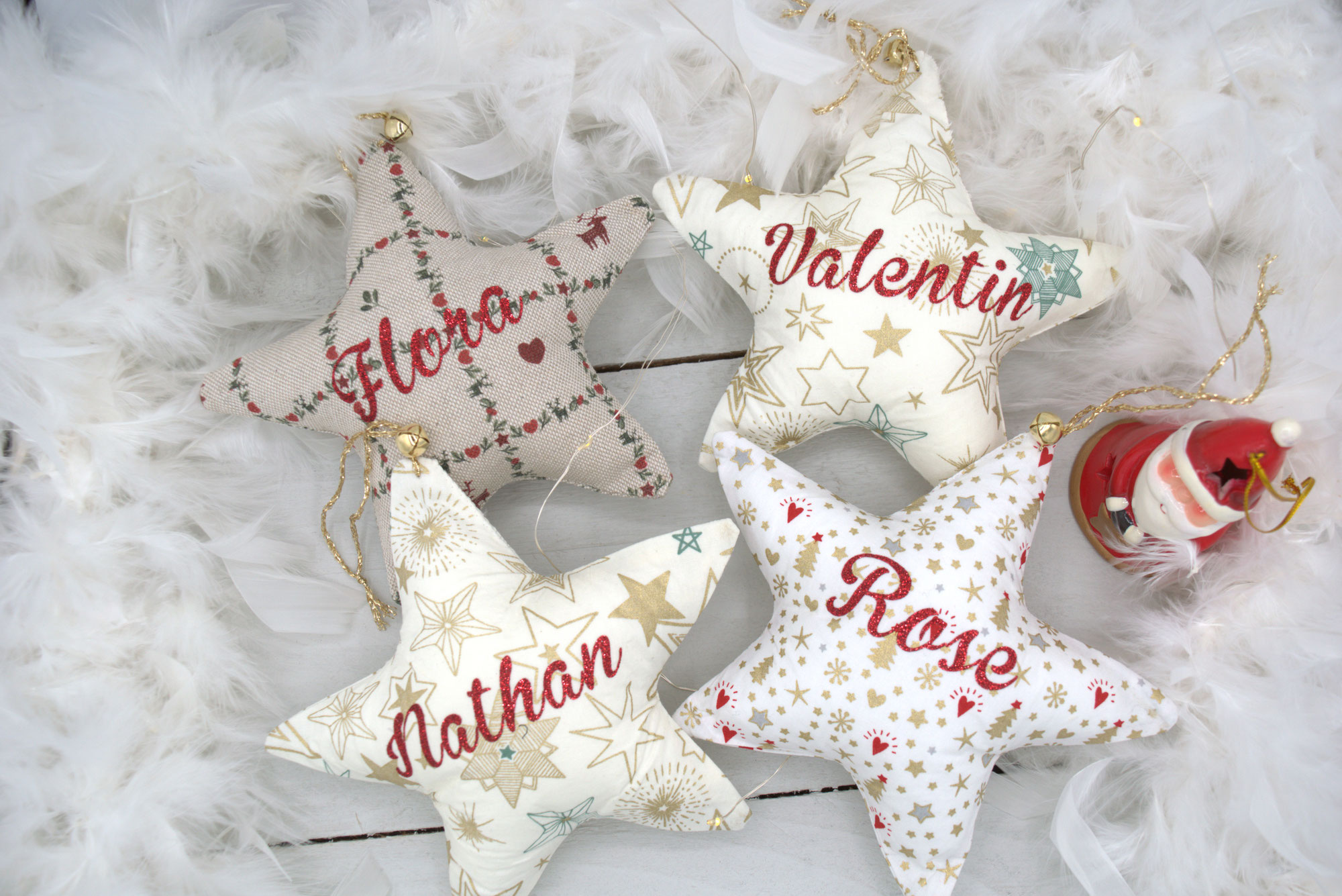 Étoile de Noël personnalisée en tissu coton