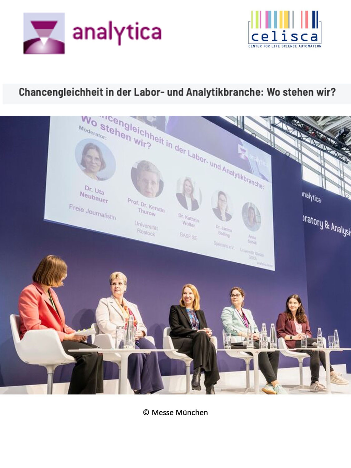 Karriere und Gleichberechtigung - Podiumsdiskussion auf der analytica 2026