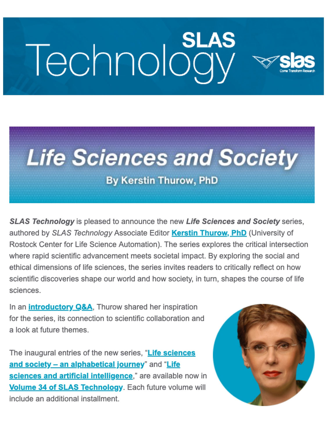 Life Sciences and Society - New Series in SLAS Technology