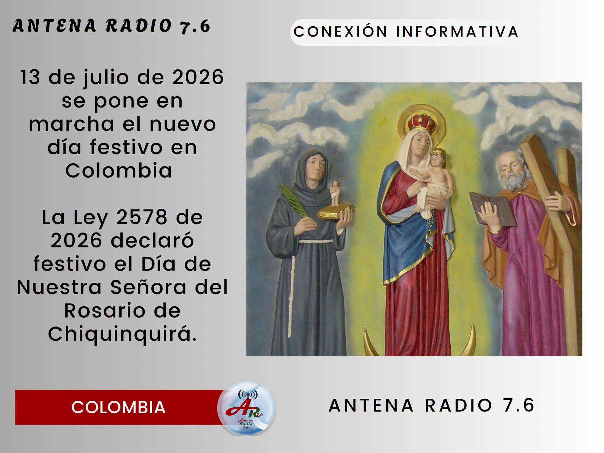 13 de julio de 2026 se pone en marcha el nuevo día festivo en Colombia