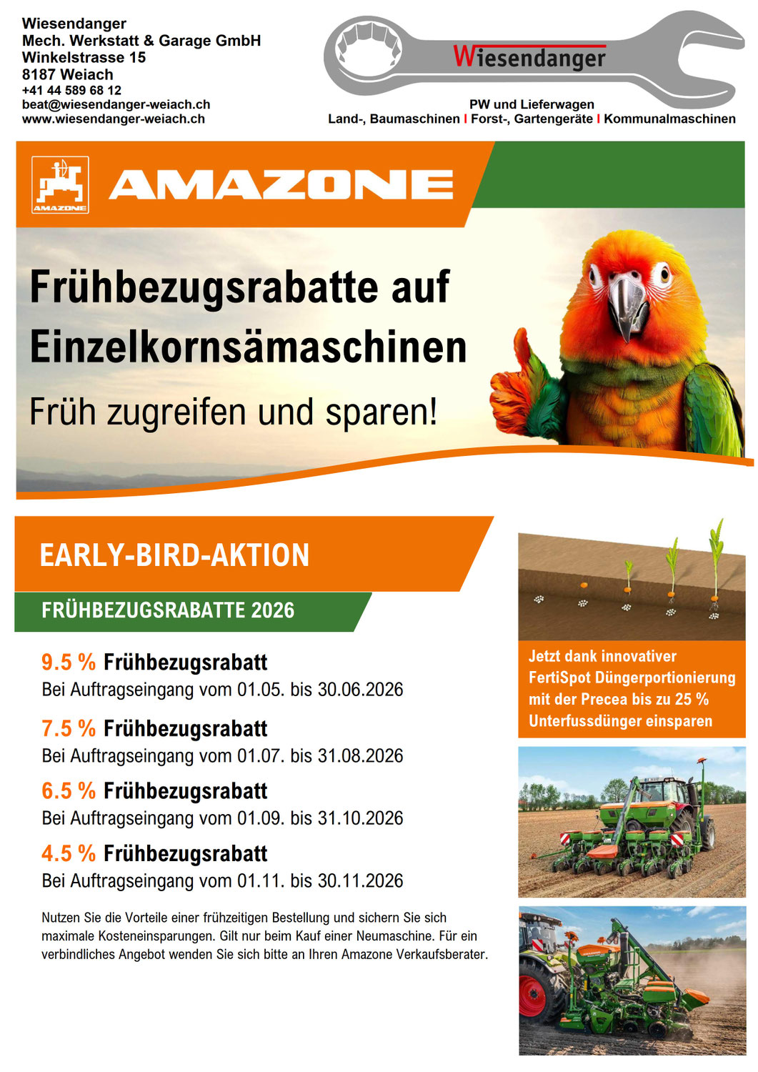 Amazone Einzelkornsämaschinen Early Bird Aktion