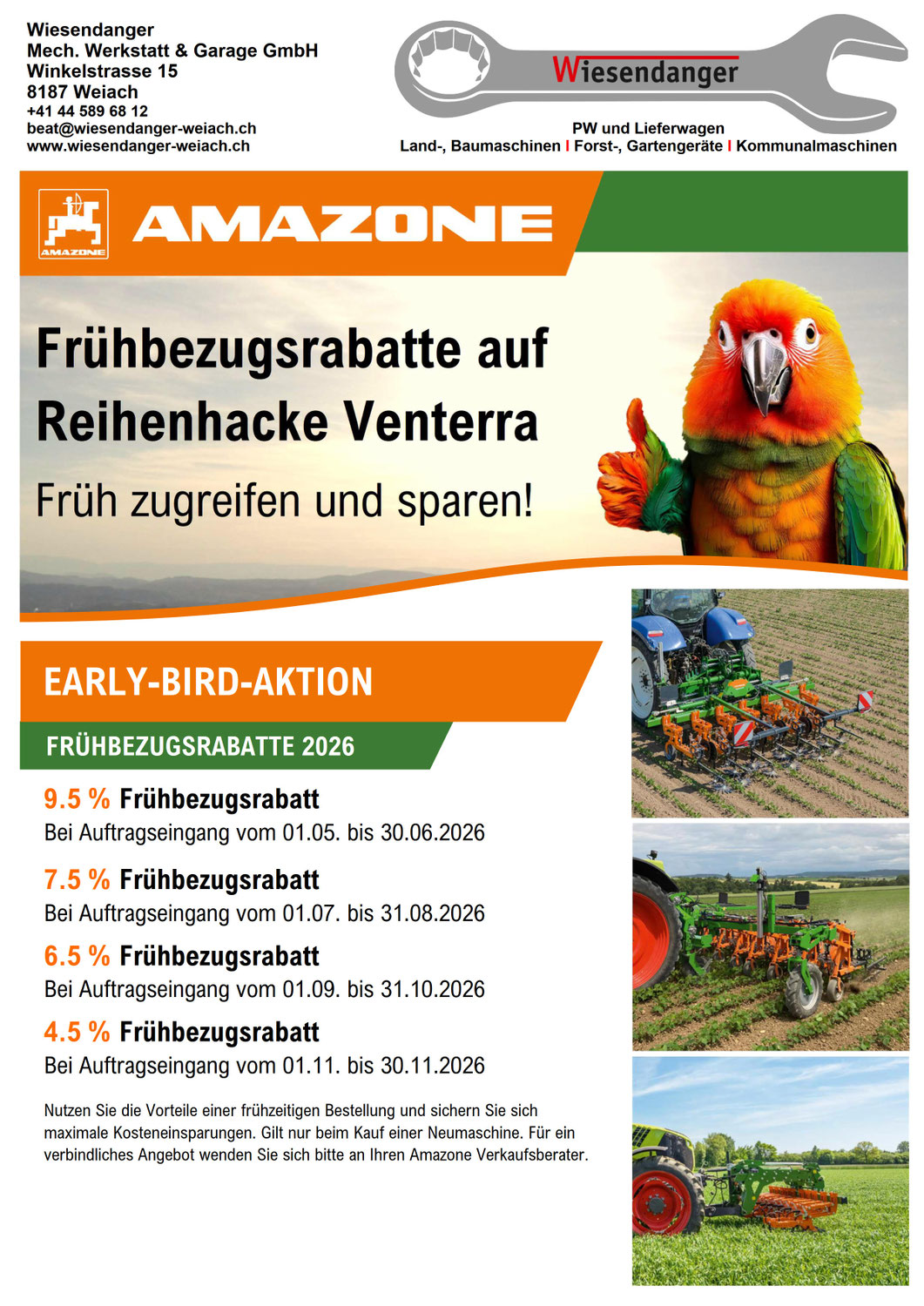 Amazone Venterra Hackmaschinen Early Bird Aktion