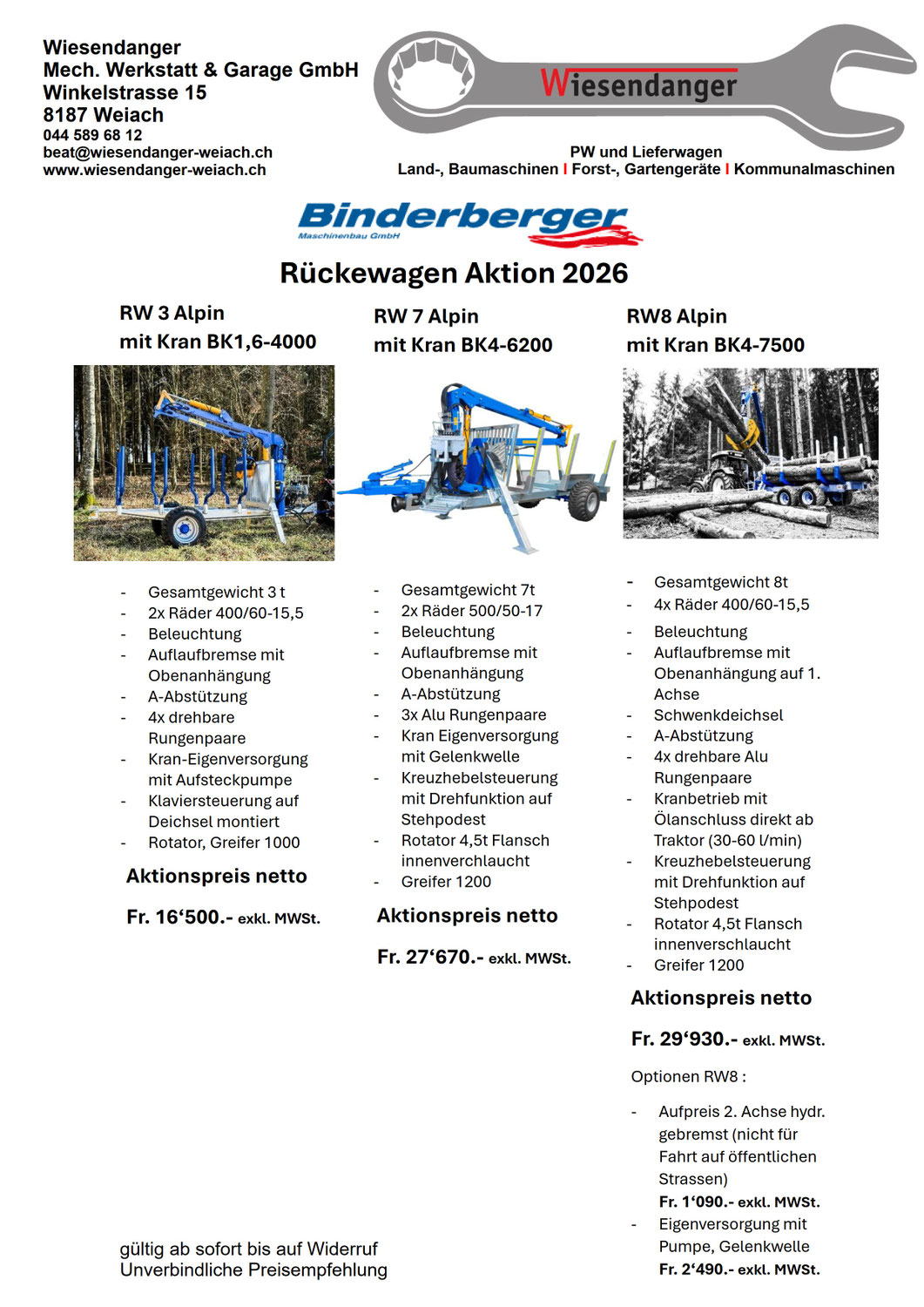 Binderberger Rückewagen 2026