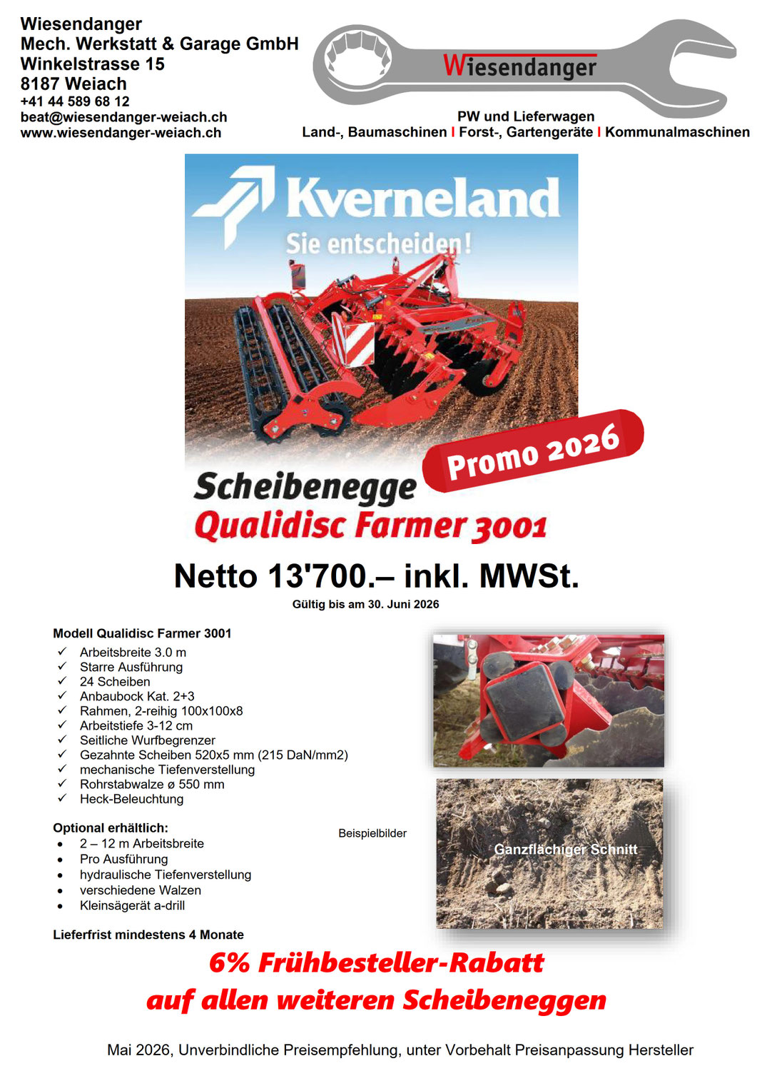Aktion Kverneland Qualidisc Farmer 3001 Scheibenegge