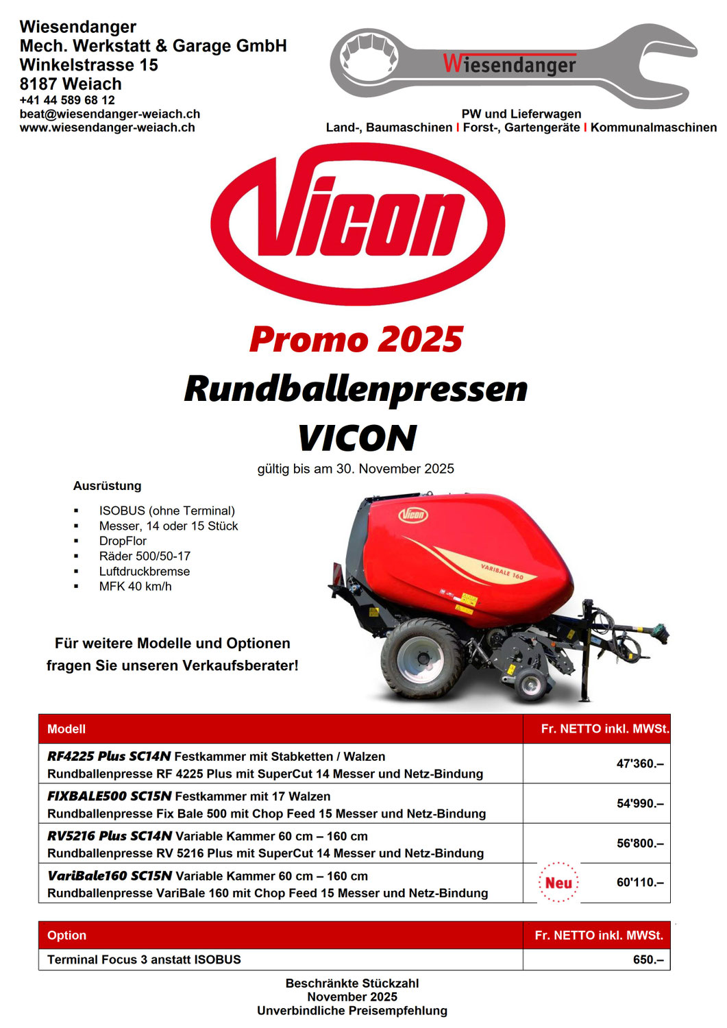 Vicon Rundballenpressen Aktion
