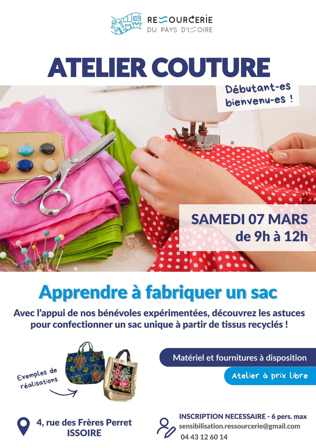 Atelier couture : fabrication d'un sac unique !