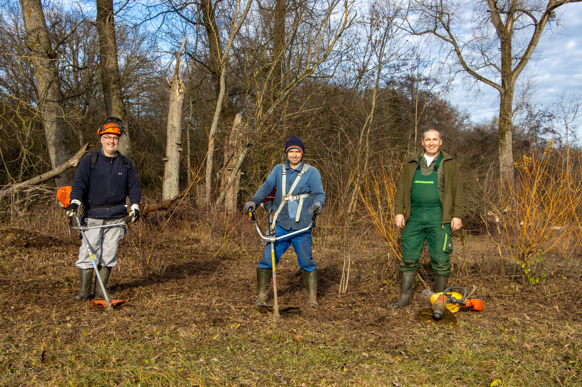 Biberspuren und Einsatz gegen Brombeeren