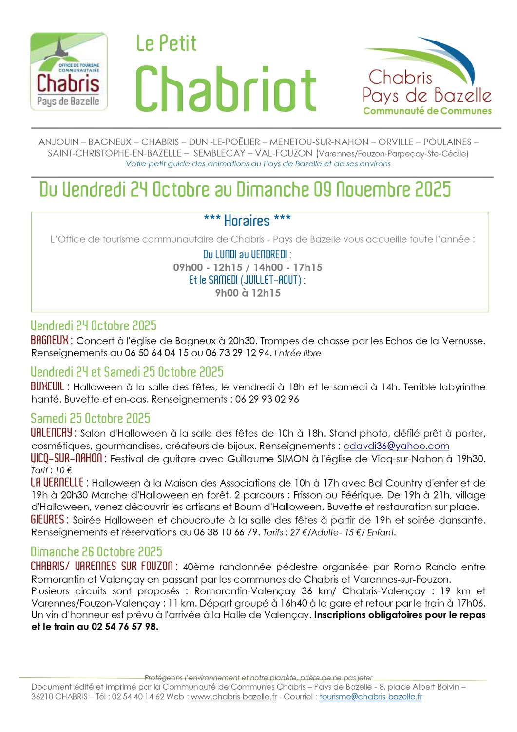 Le Petit Chabriot du 24 octobre au 9 novembre 2025