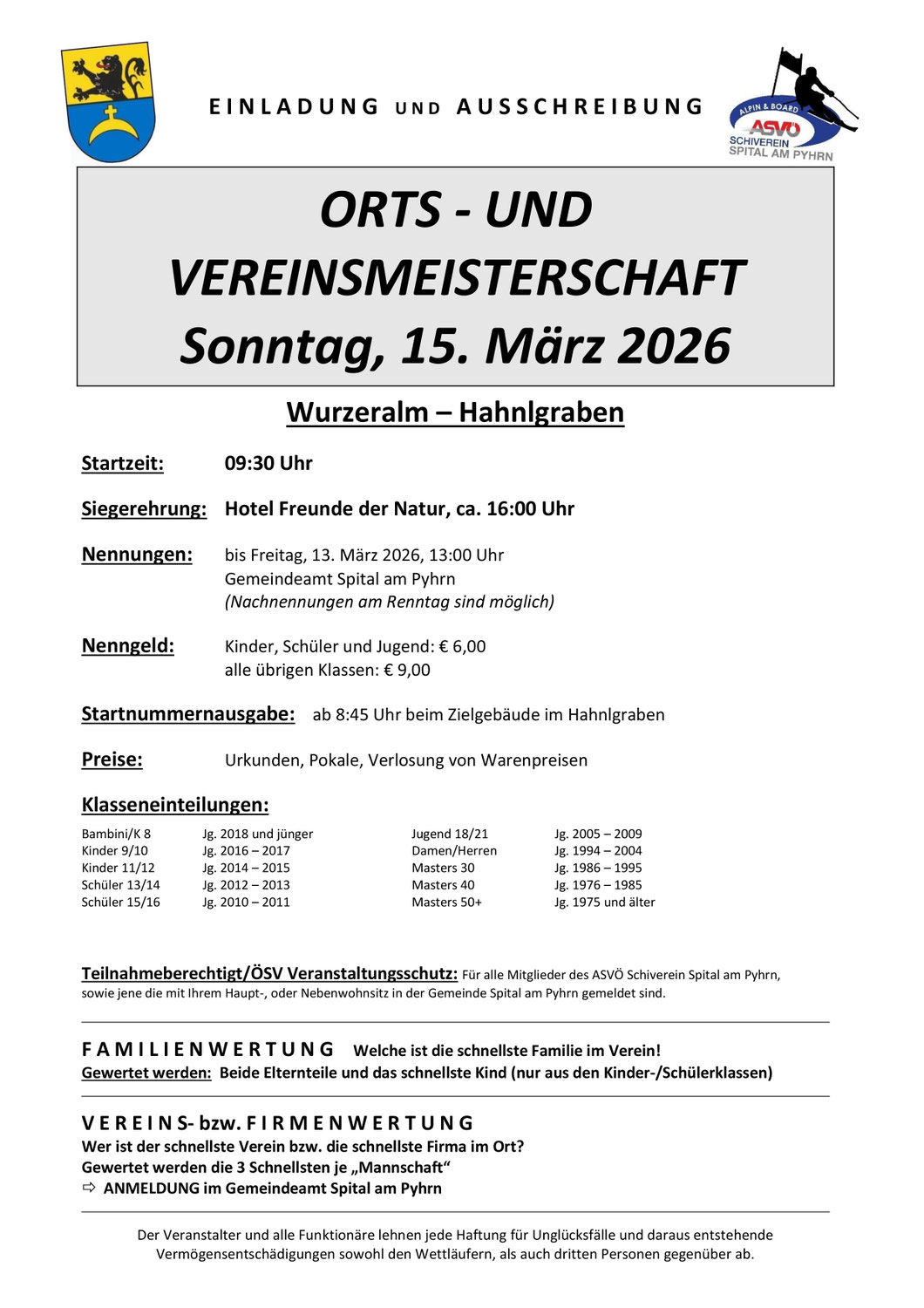 15.03.2026 Orts- und Vereinsmeisterschaft