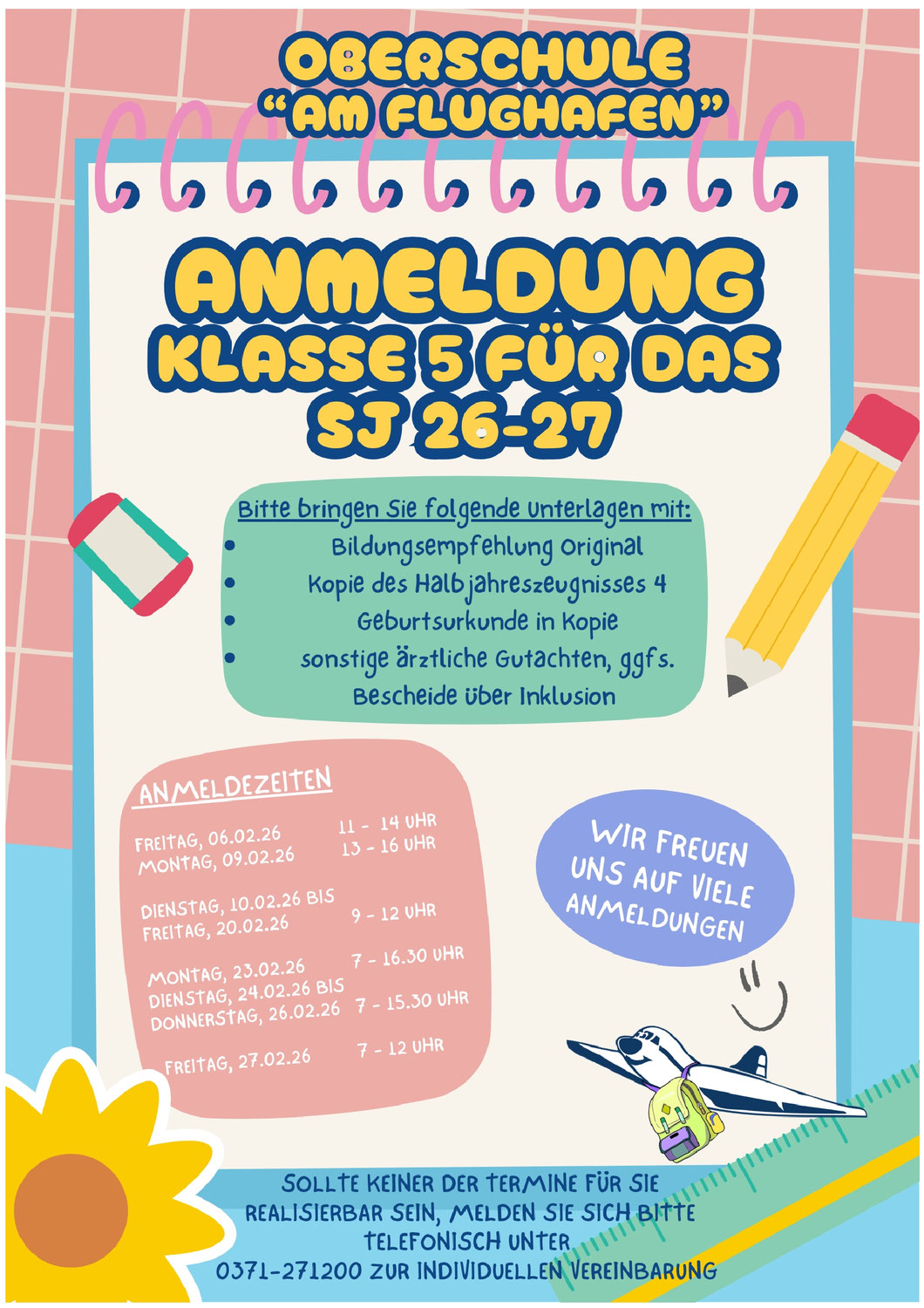 Anmeldung für Klasse 5