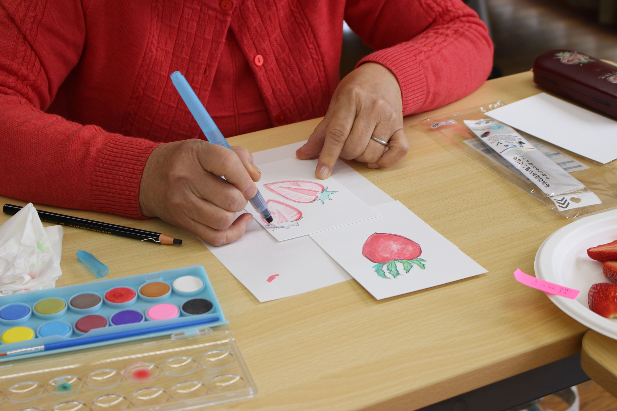 令和3年3月：「イチゴ」絵手紙教室を開催しました