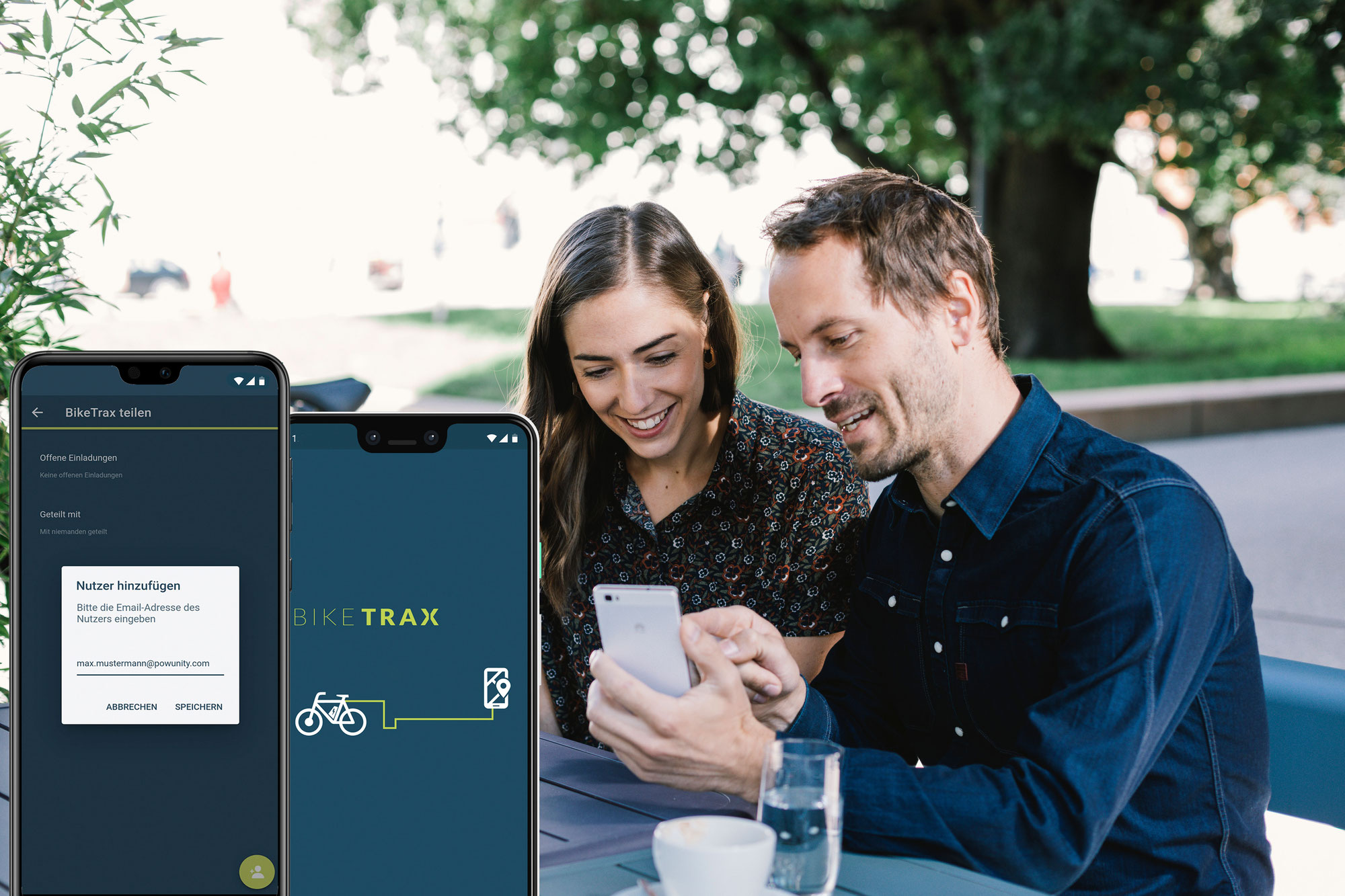 Neue PowUnity App Funktion - BikeTrax teilen