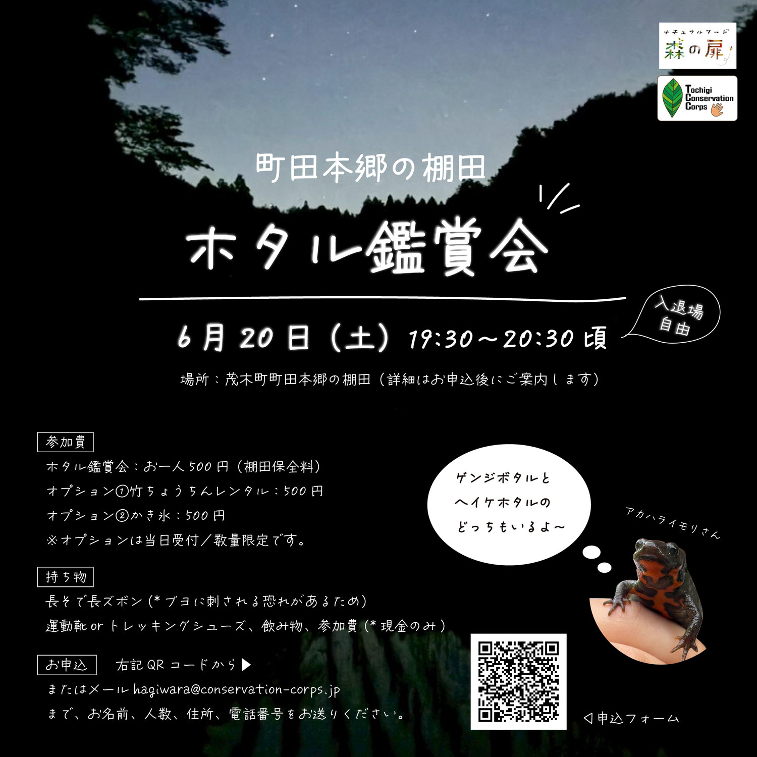 町田本郷の棚田　ホタル観賞会　6月20日（土）開催！申込受付中