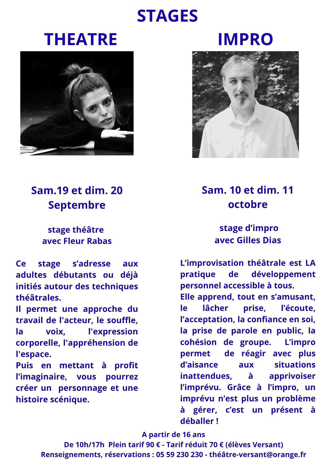 STAGES POUR ADULTES