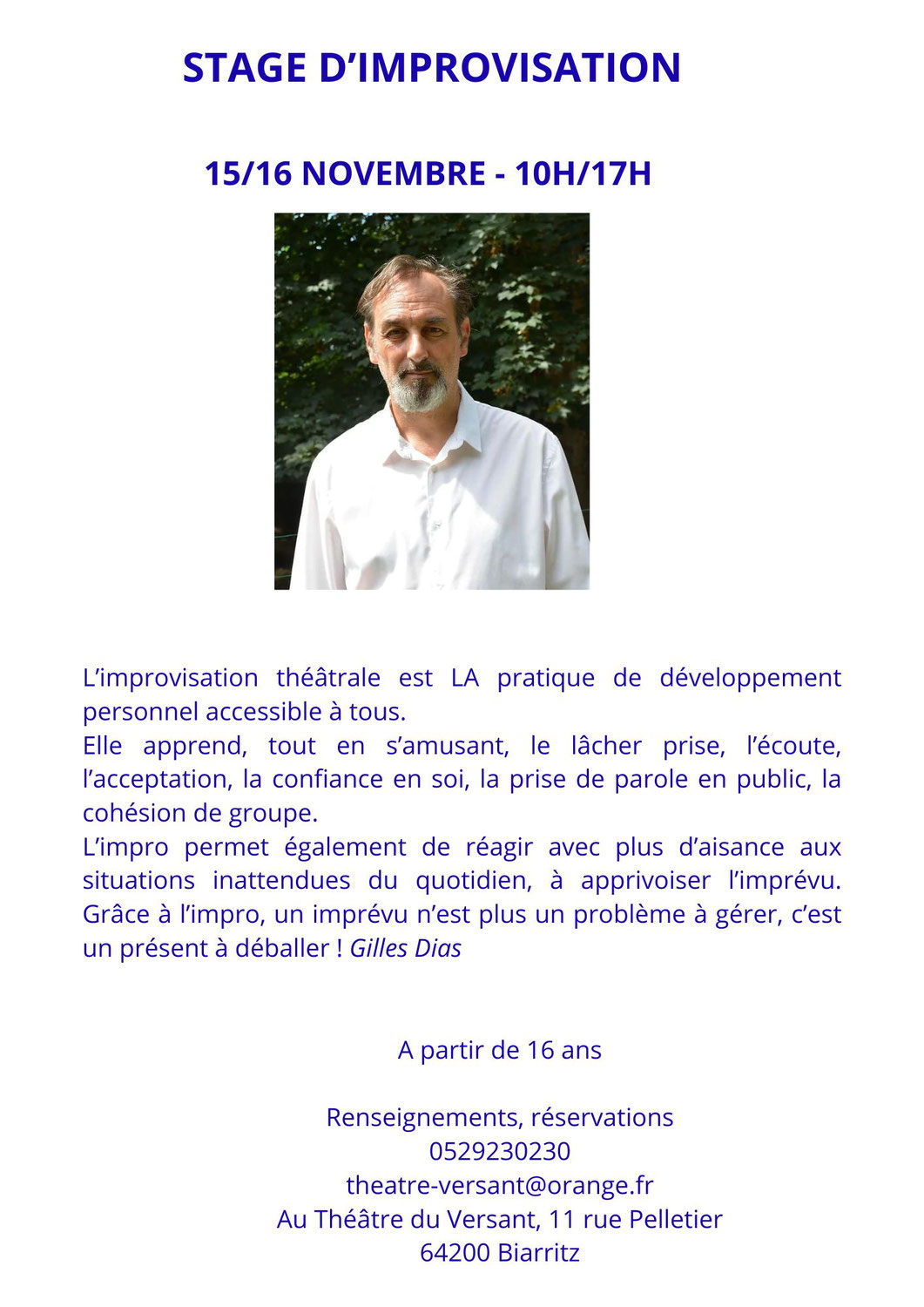 STAGE D'IMPROVISATION THEATRALE