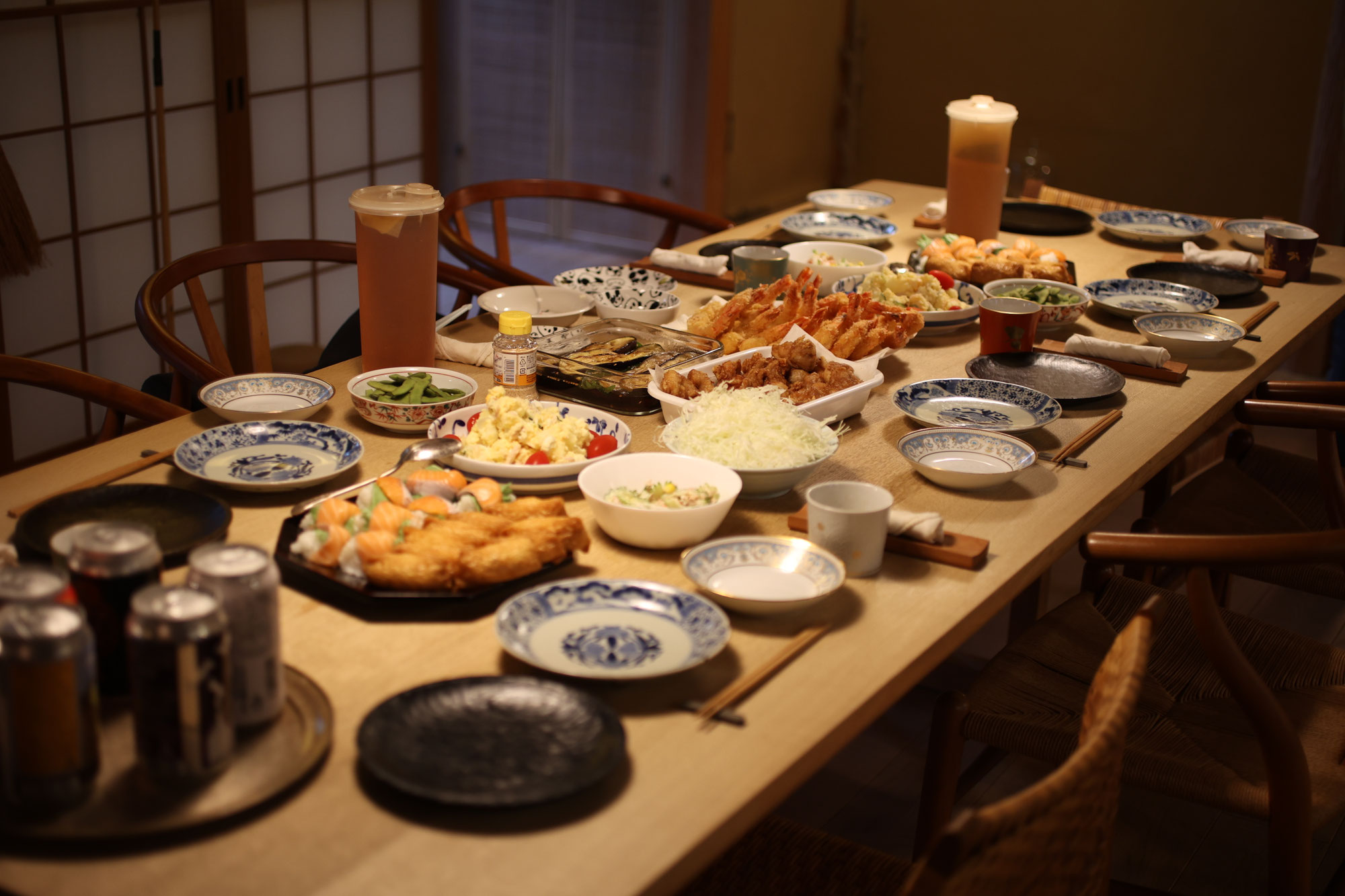 お盆は家族7人で会食 姑の手料理を美味しくいただきました
