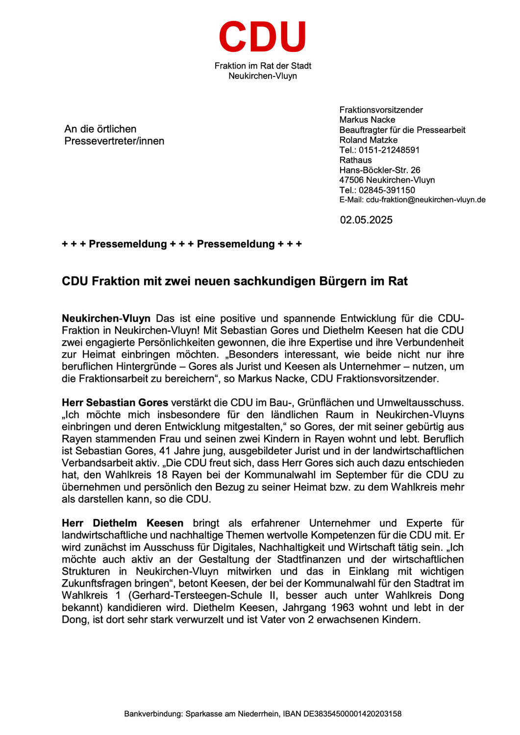 Zwei neue Sachkundige Bürger