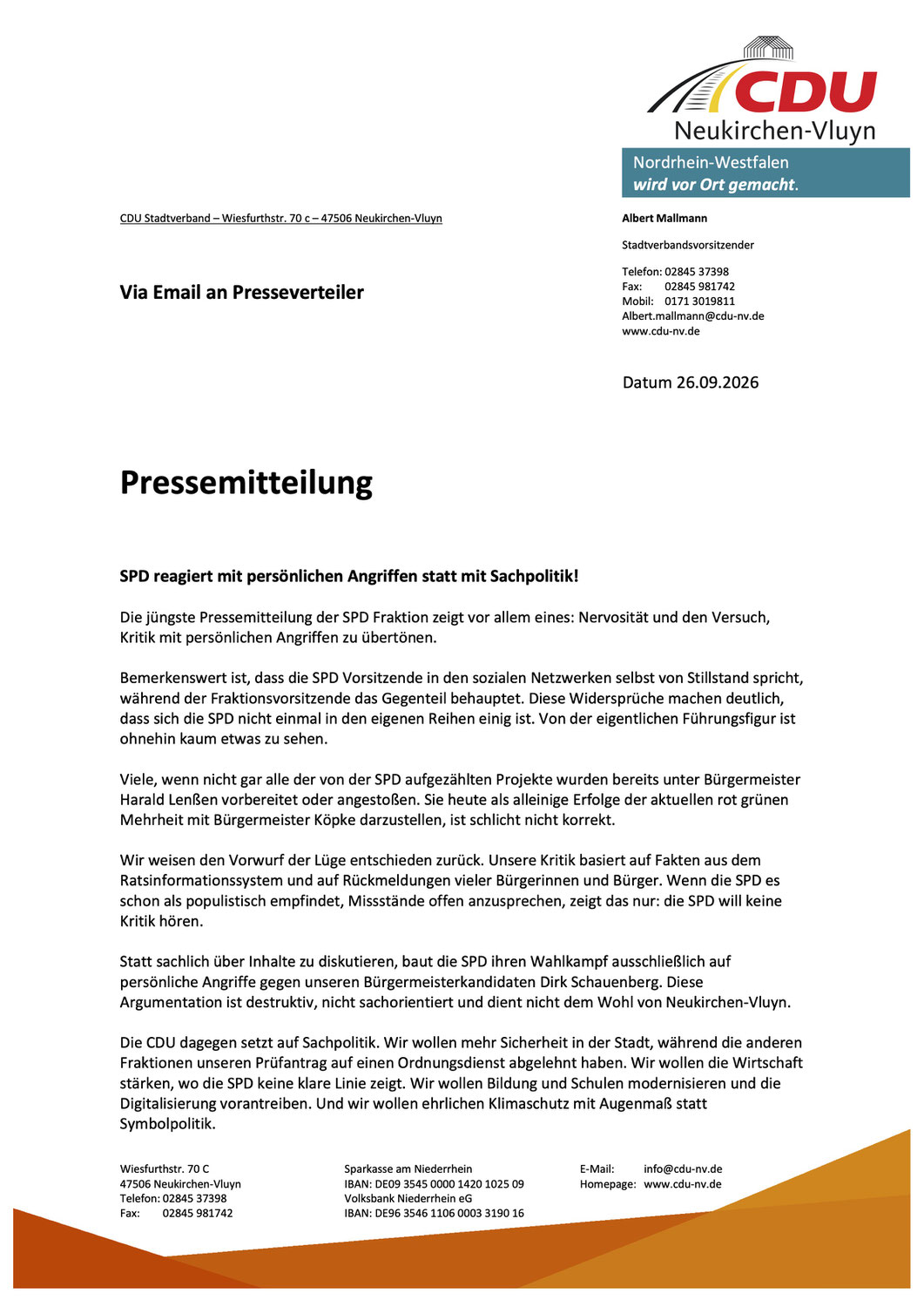 PM: SPD reagiert mit persönlichen Angriffen statt mit Sachpolitik!