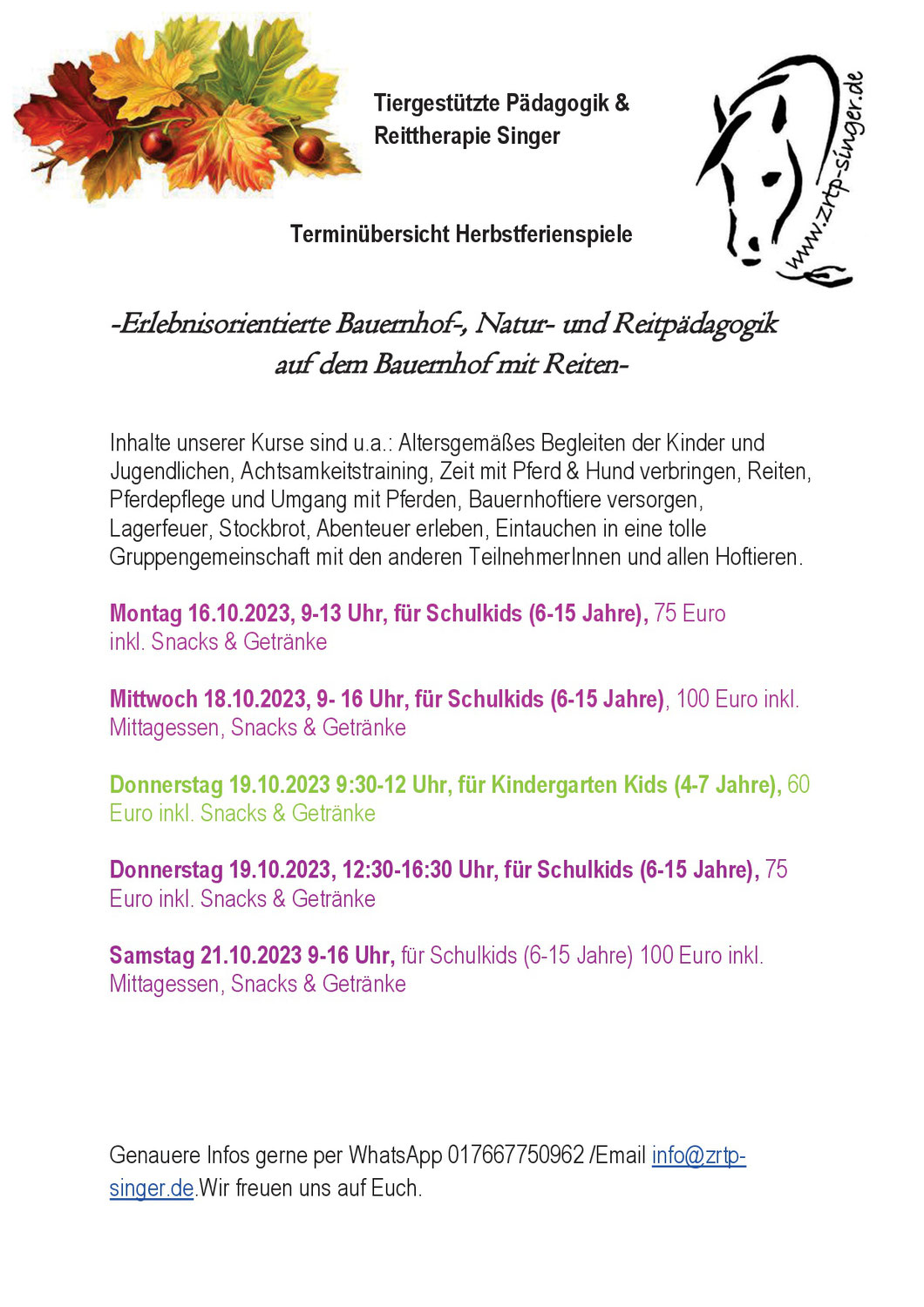 Herbstferienprogramm 2023