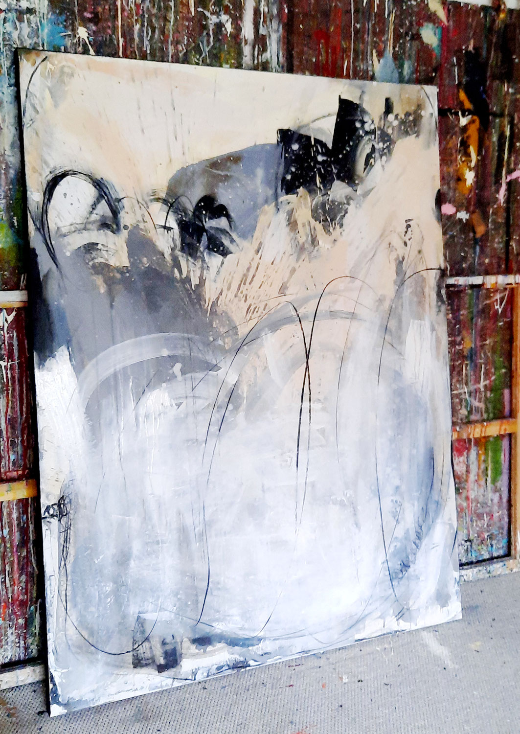 xxl Bild in Weiss Grau Beige