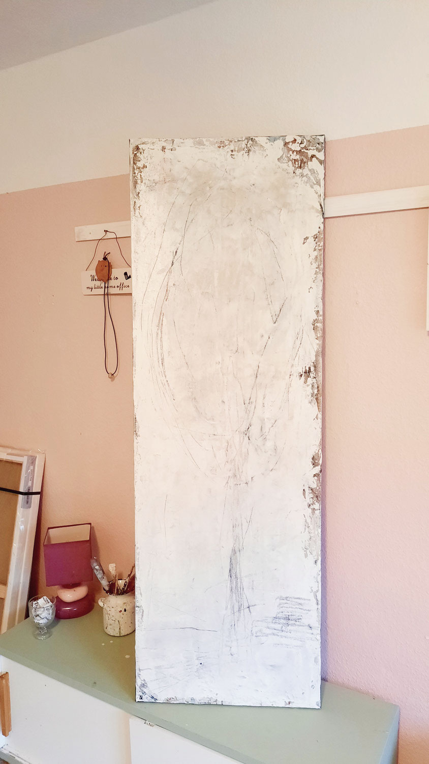 Bild in weiss - 150 x 50 cm
