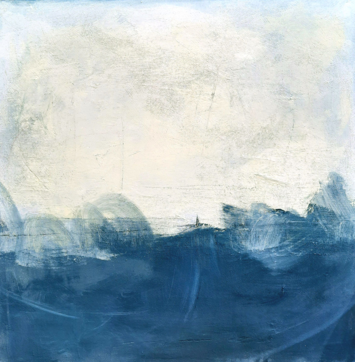 100 x 100 cm - Stürmische Zeiten -blau  weisses Bild