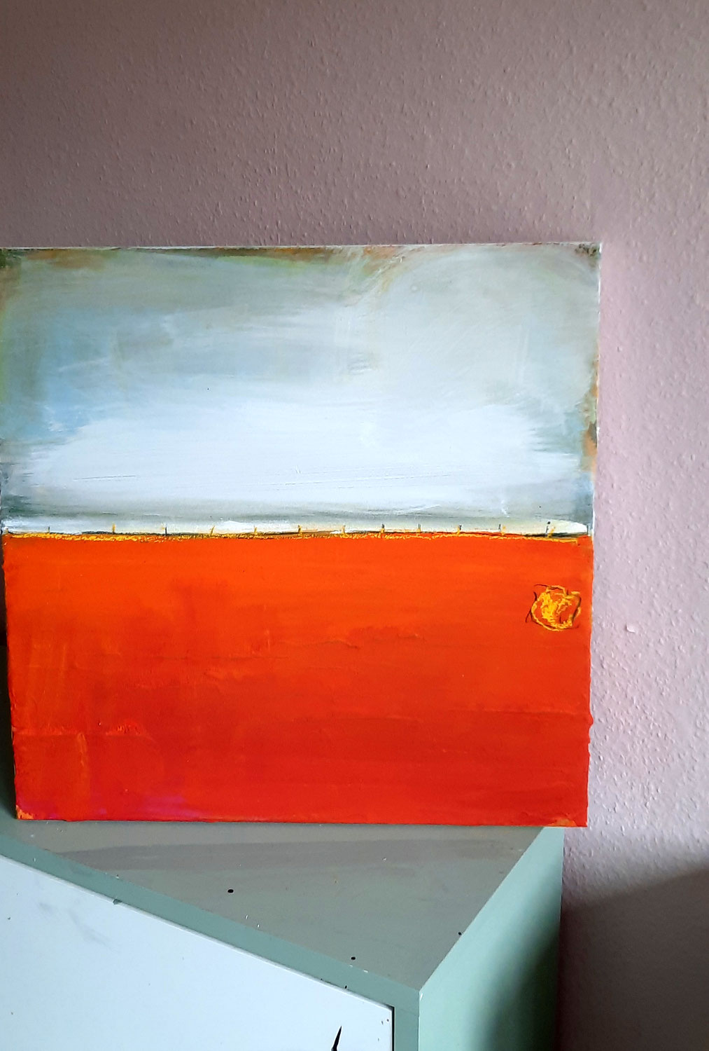 Bild in orange hellblau weiss
