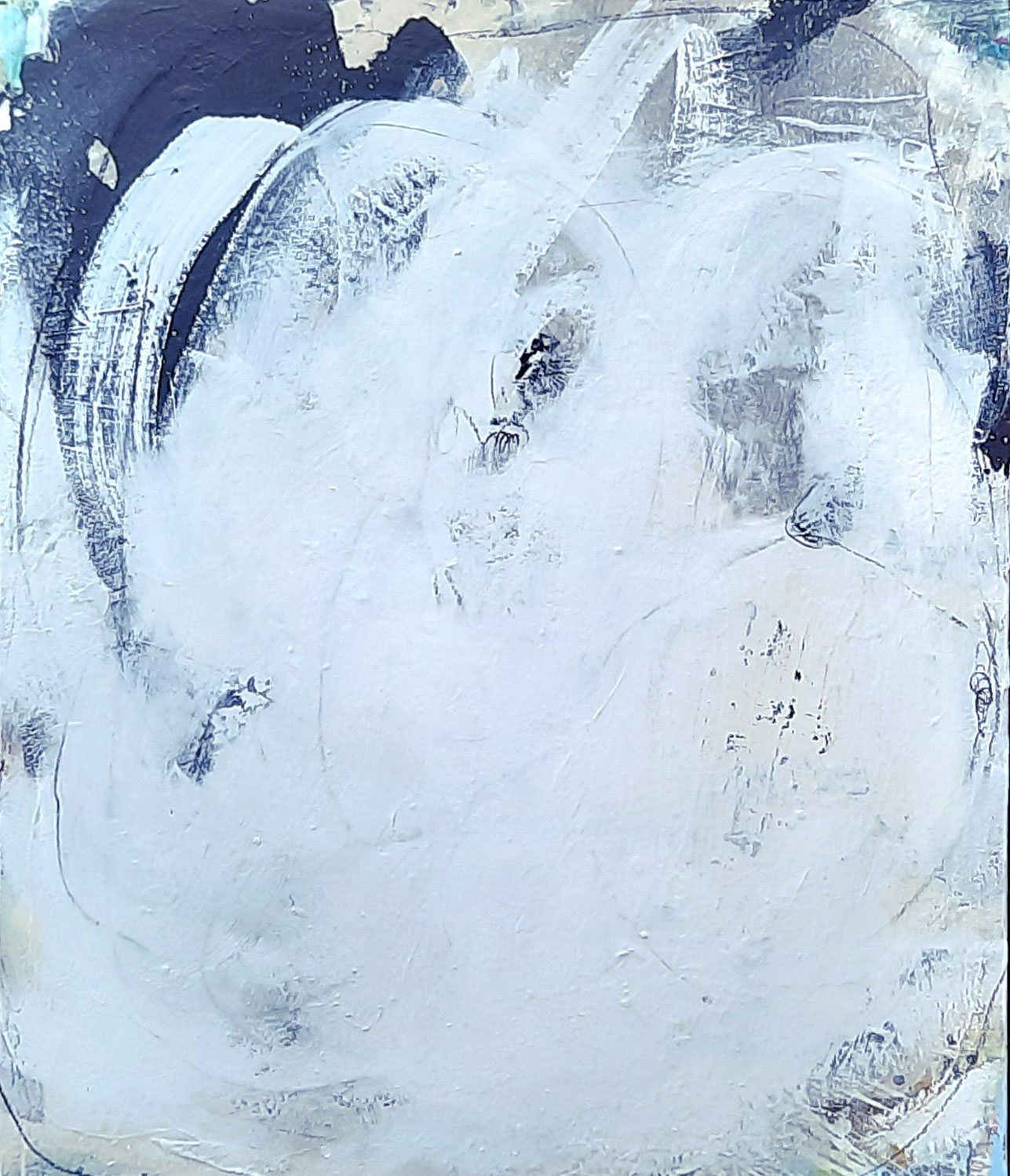 abstraktes weisses Bild 120 x 100 cm