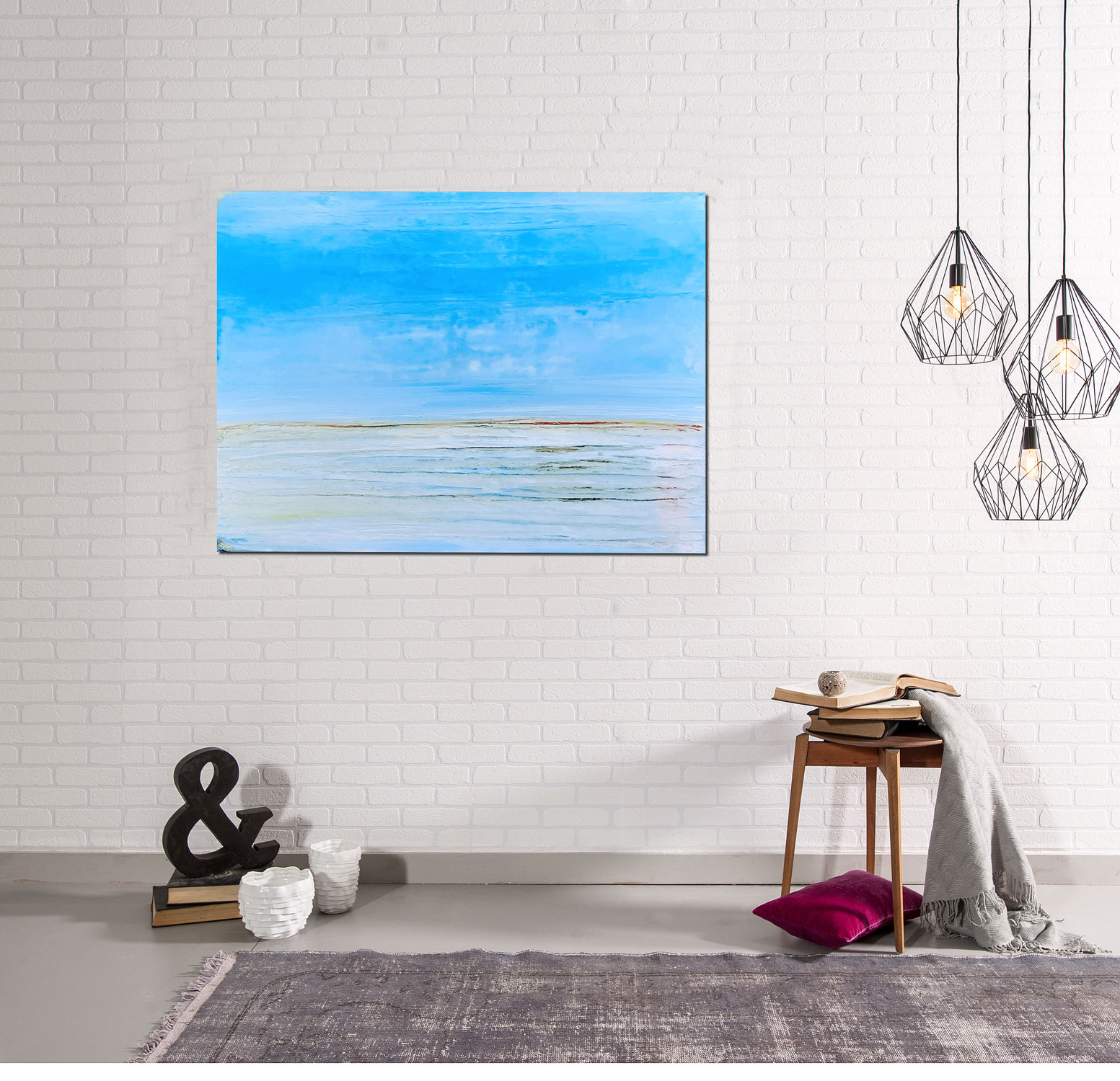 Seebild - Blau, der Strand ist in Pastell