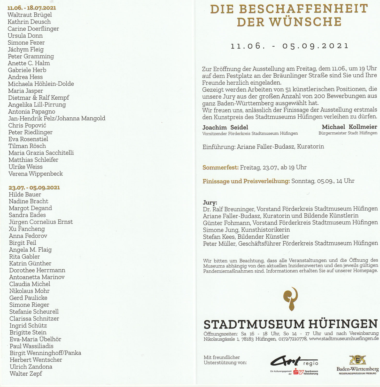 Die Beschaffenheit der Wünsche - Ausstellung mit Kunstpreis im Stadtmuseum Hüfingen