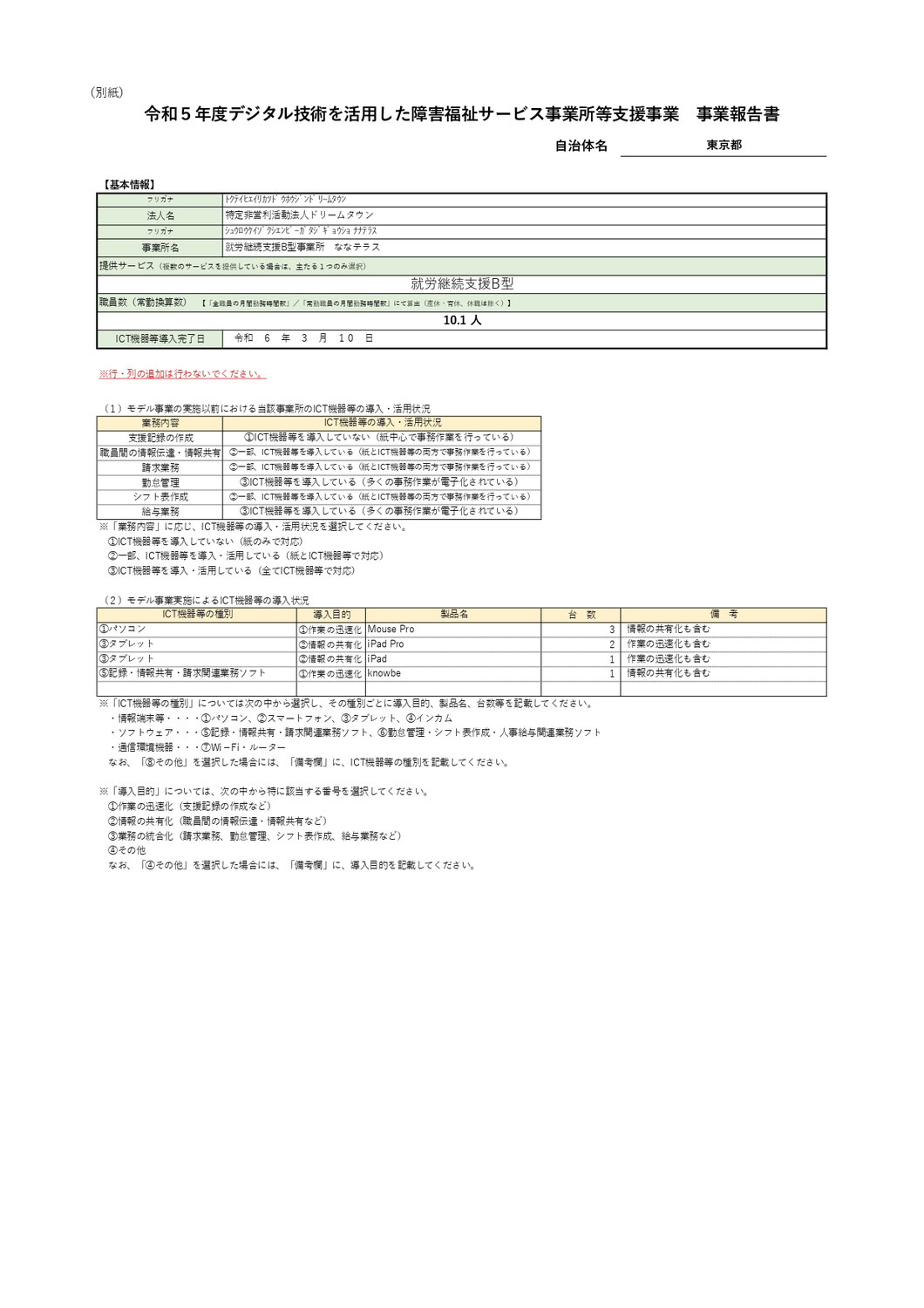 【東京都】令和５年度デジタル技術を活用した障害福祉サービス事業所等支援事業補助金 事業報告①