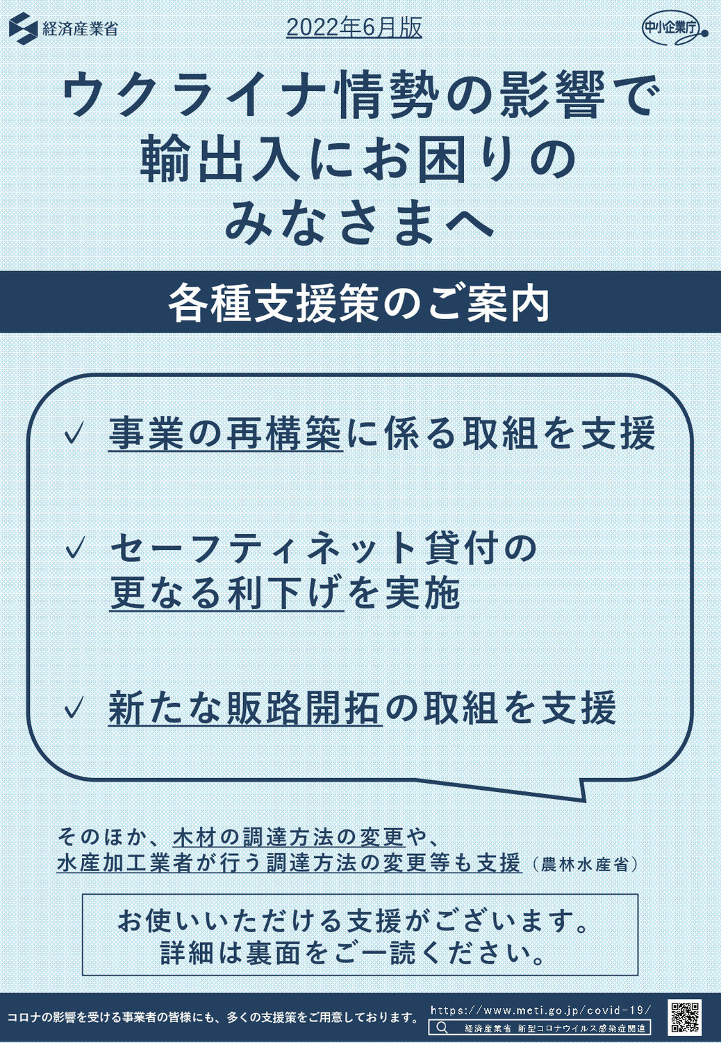 ロシア等によるウクライナの侵略をめぐる国際情勢に関連した経済産業省による支援策・措置