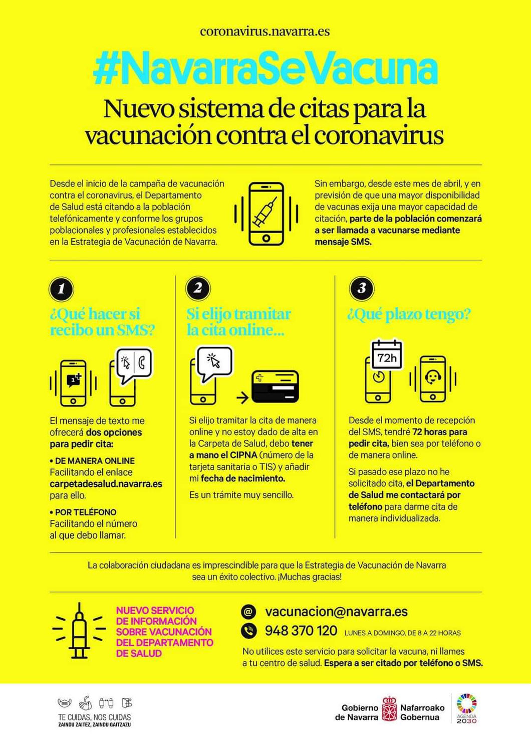 Salud activa este 15 de abril un sistema de autocita para intensificar la vacunación frente al Covid-19 en la población general