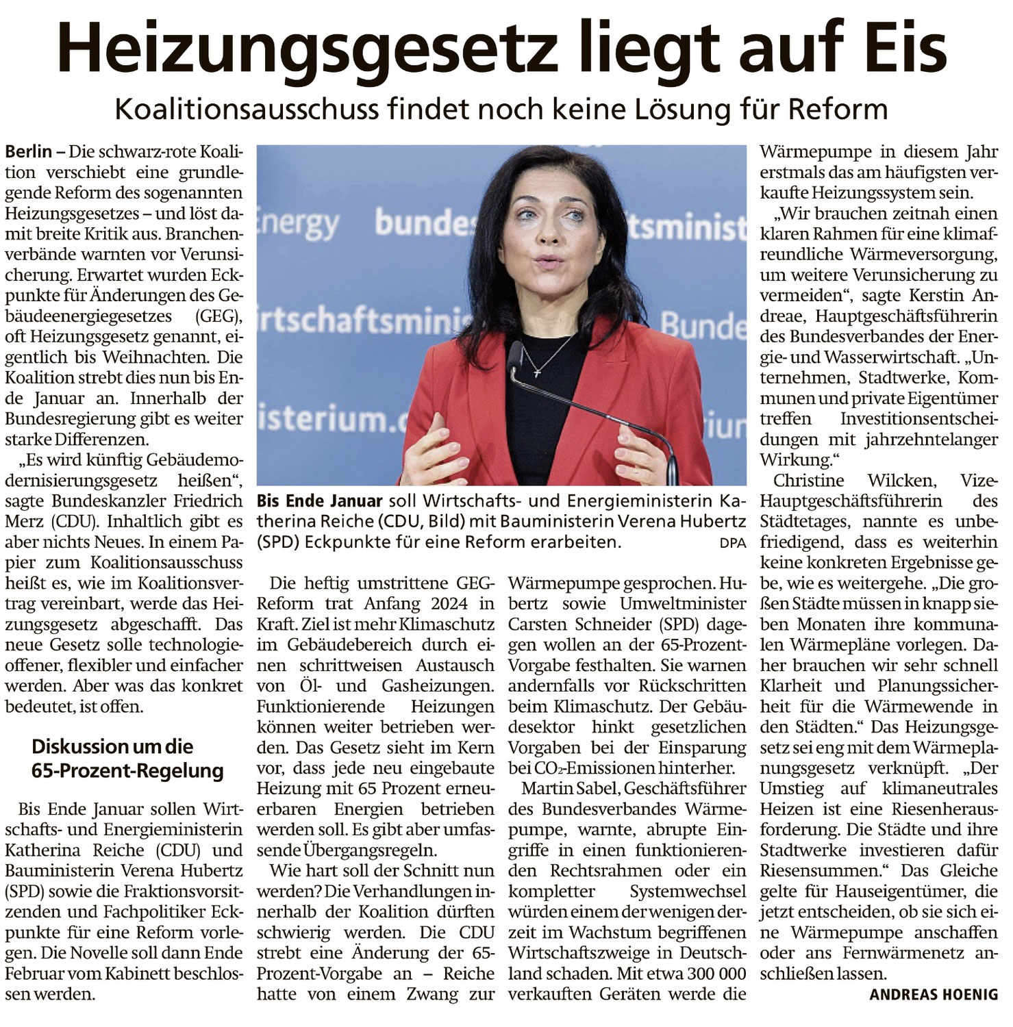 HNA vom 12.12.2025, Änderung GEG liegt auf Eis