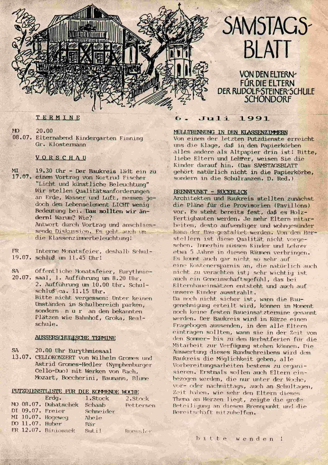 Samstagsblatt vom 1. Juli 1991