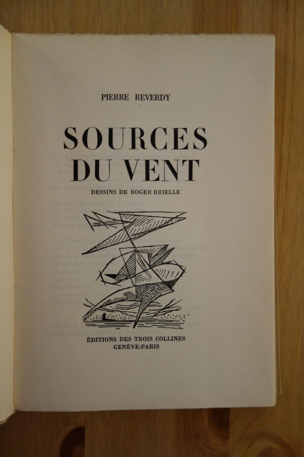 Pierre Reverdy, Sources du vent, Trois Collines, 1946, illustrations de Roger Drielle