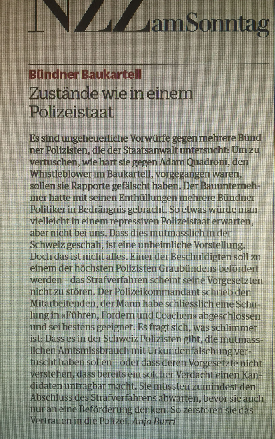Polizei in Quadronis Garten