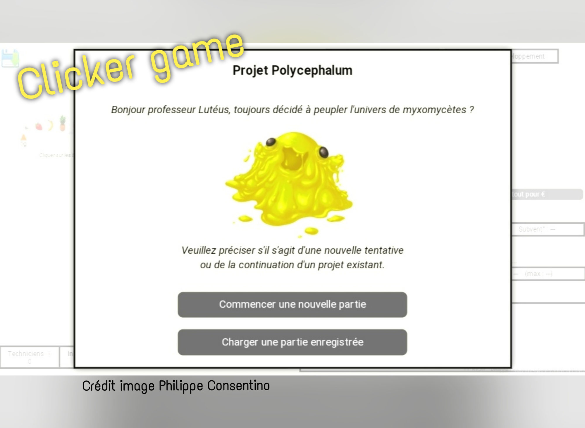 Projet Polycephalum - Clicker game by Philippe Consentino