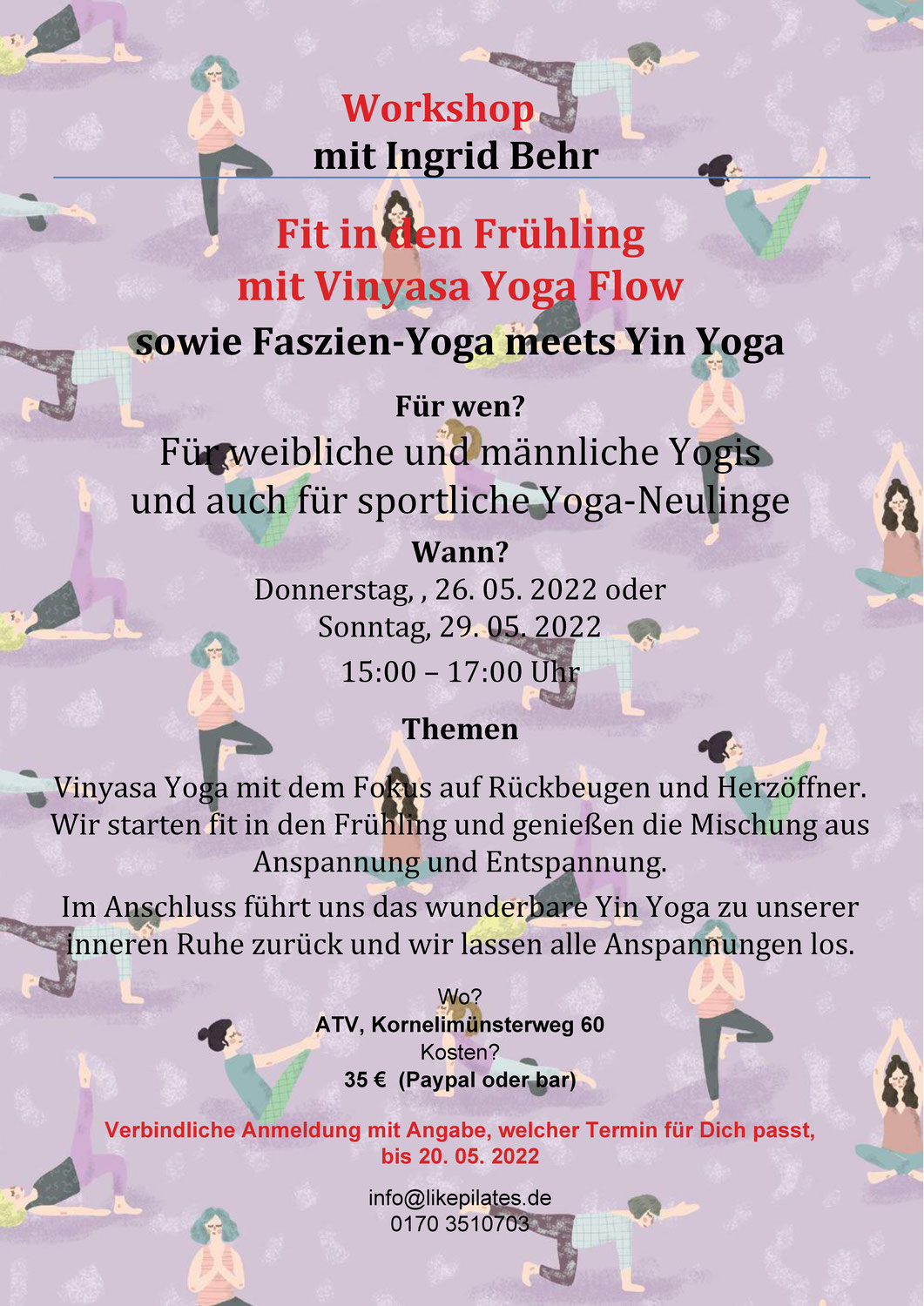 Yoga Workshop "Fit in den Frühling" Terminänderung neu 12.6.2022